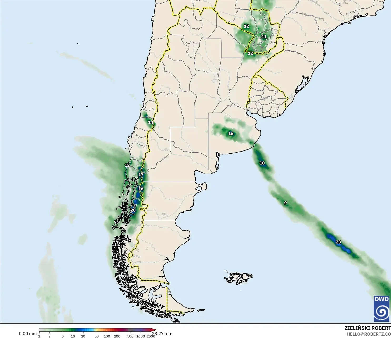 ICON model - Argentina, Precipitation Accumulation