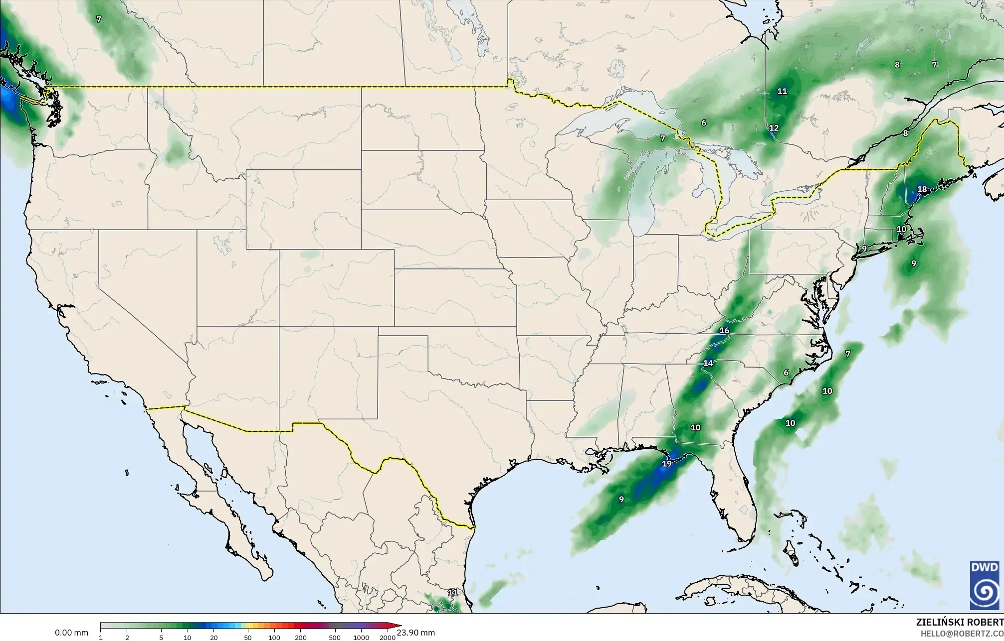 ICON model - United States, Precipitation Accumulation