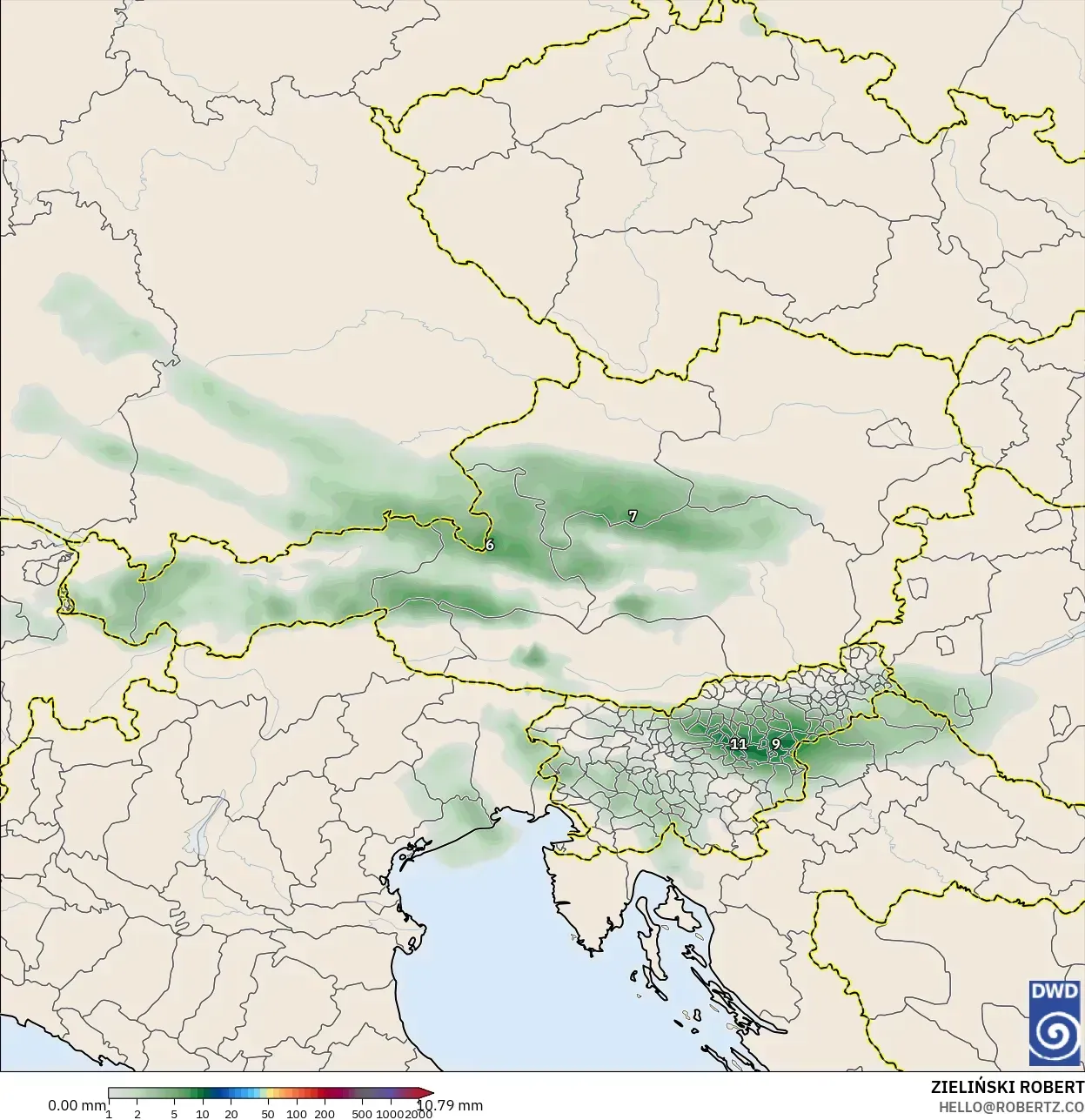 ICON model - Austria, Precipitation Accumulation