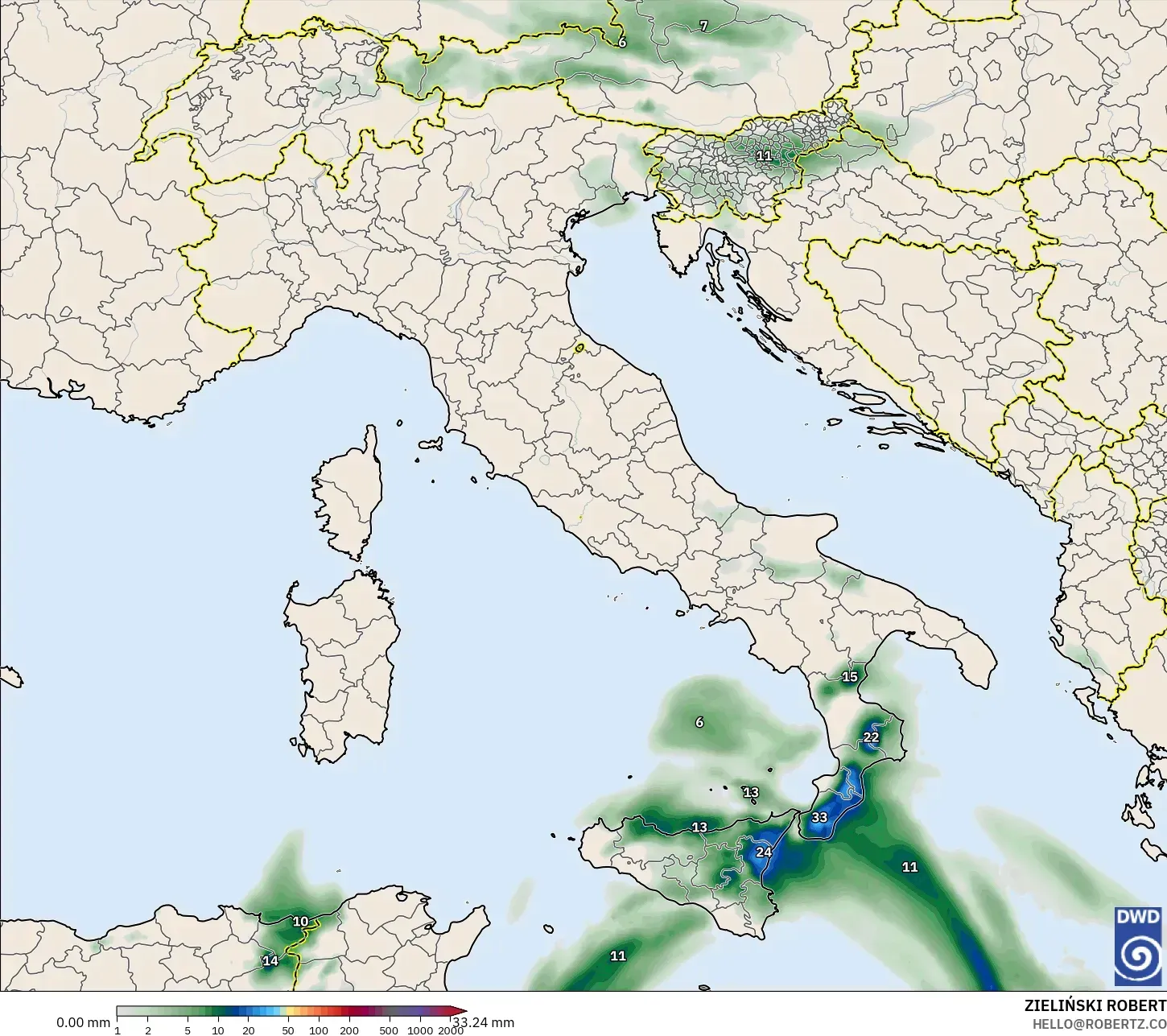 ICON model - Italy, Precipitation Accumulation