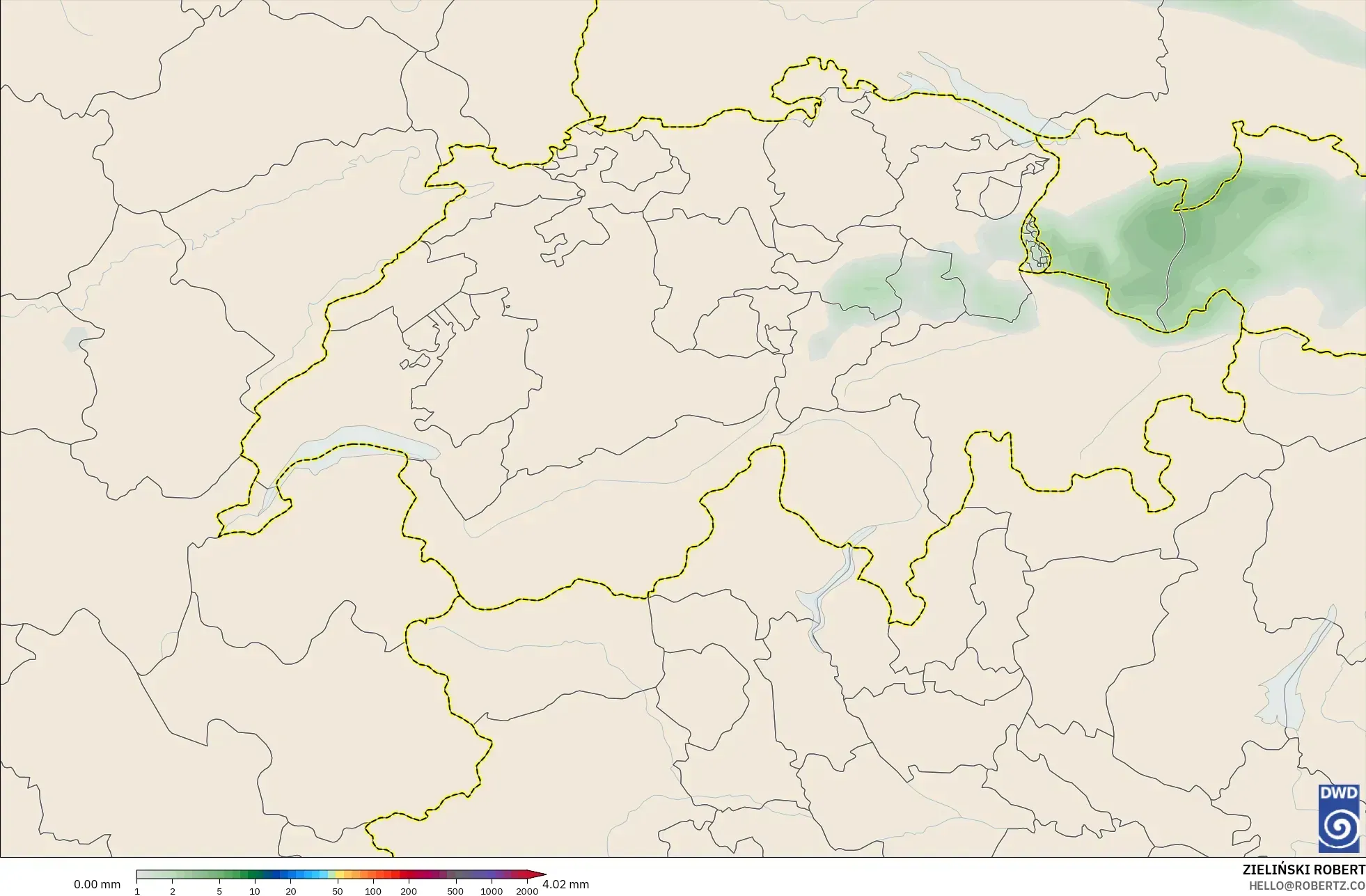 ICON model - Switzerland, Precipitation Accumulation