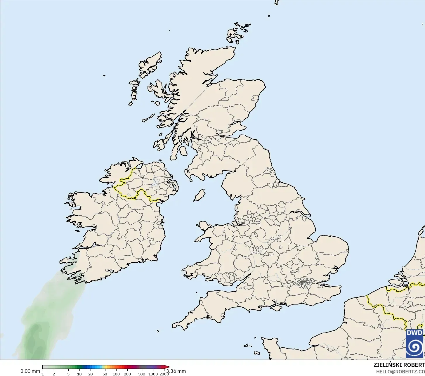 ICON model - United Kingdom, Precipitation Accumulation