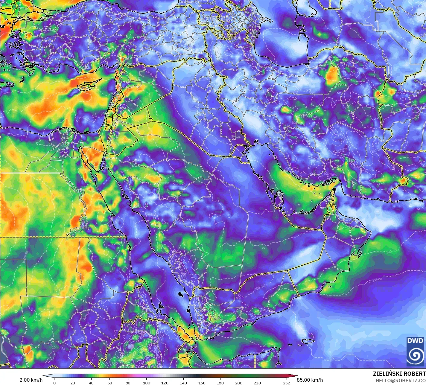 ICON model - Middle East, Wind Gusts