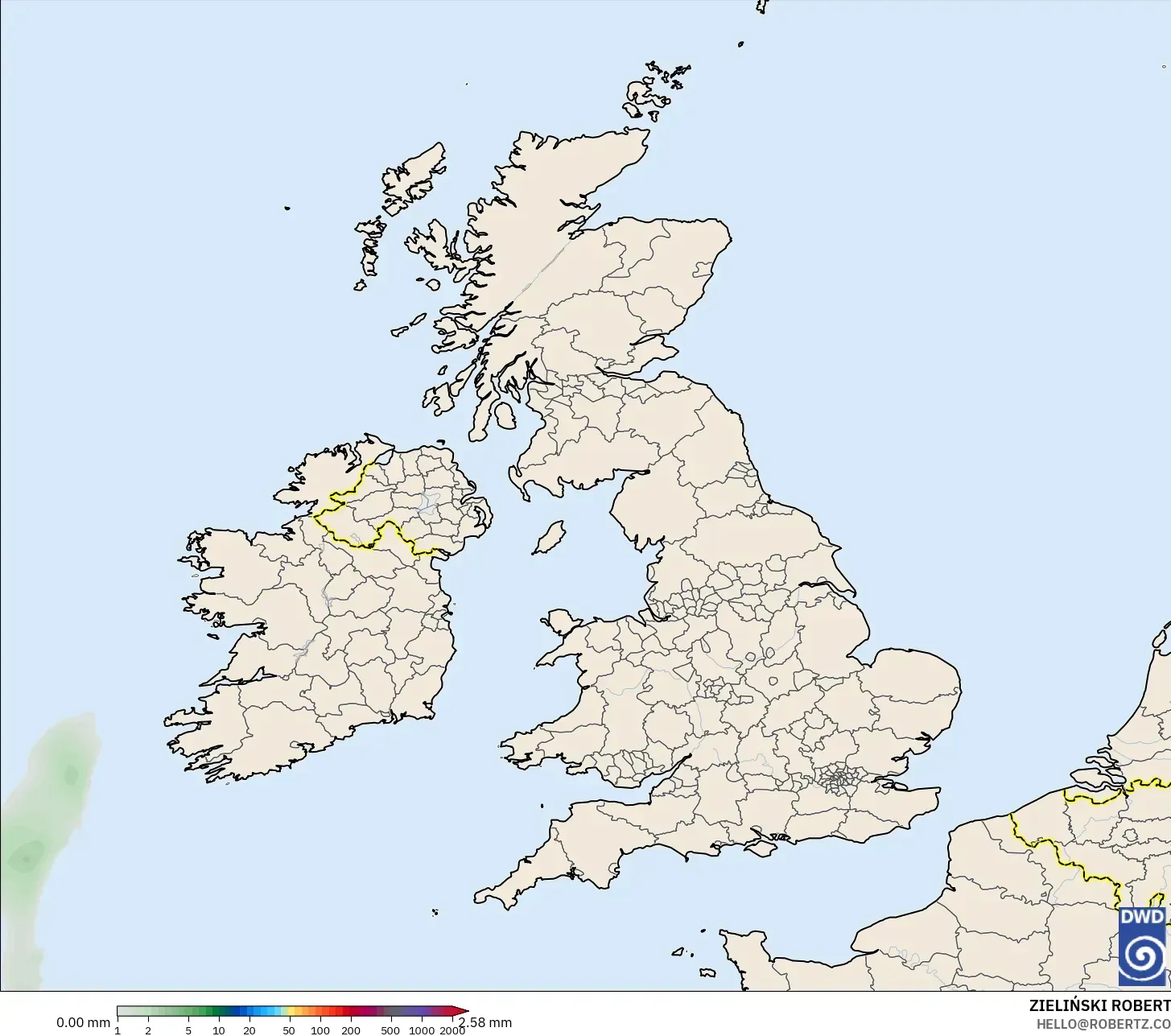 ICON model - United Kingdom, Precipitation Accumulation