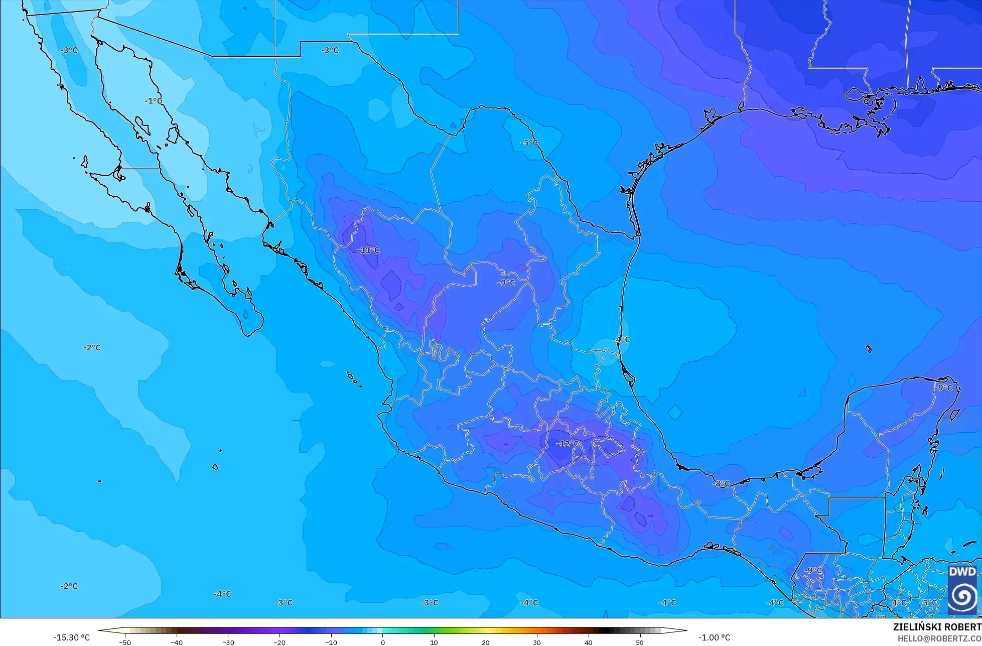ICON model - Mexico, Temperature at 500hPa