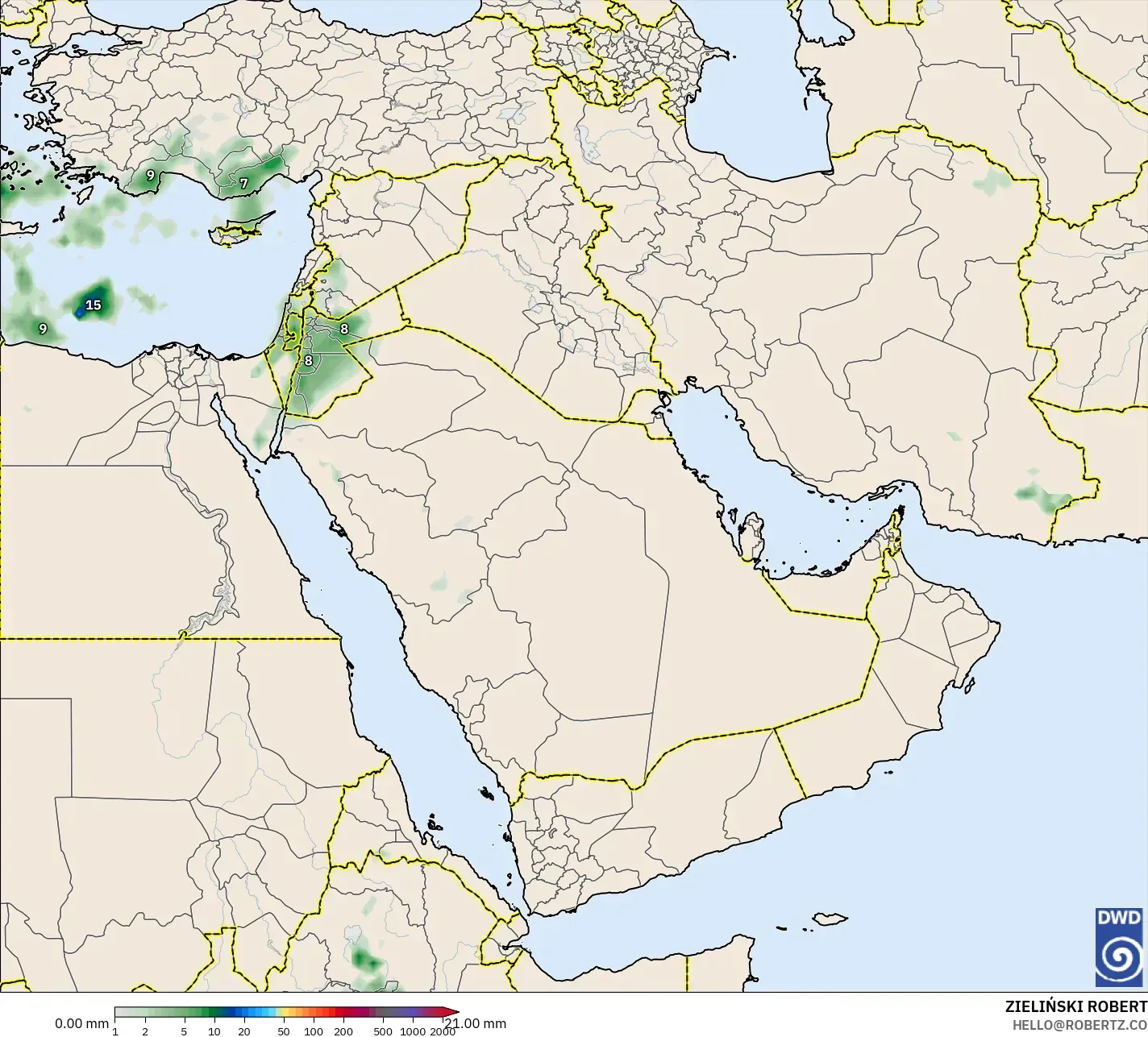 ICON model - Middle East, Precipitation Accumulation