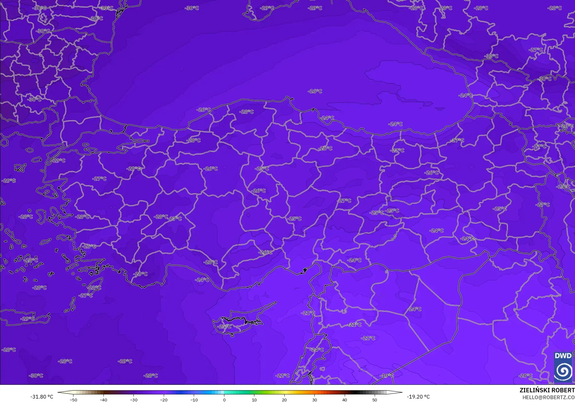 ICON model - Turkey, Temperature at 500hPa