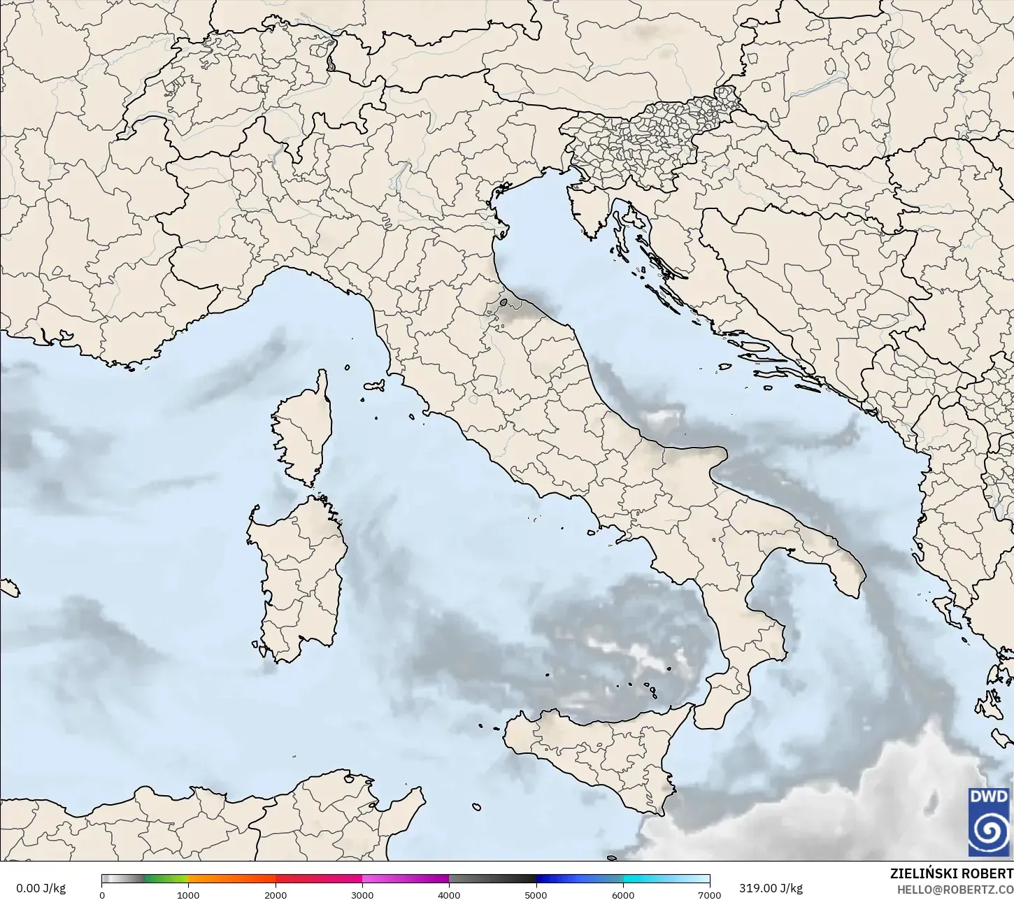 ICON model - Italy, CAPE