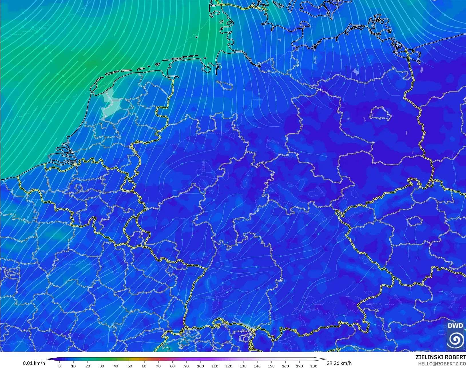 ICON model - Germany, Wind at 10m