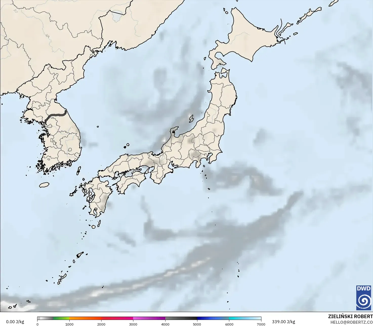 ICON model - Japan, CAPE