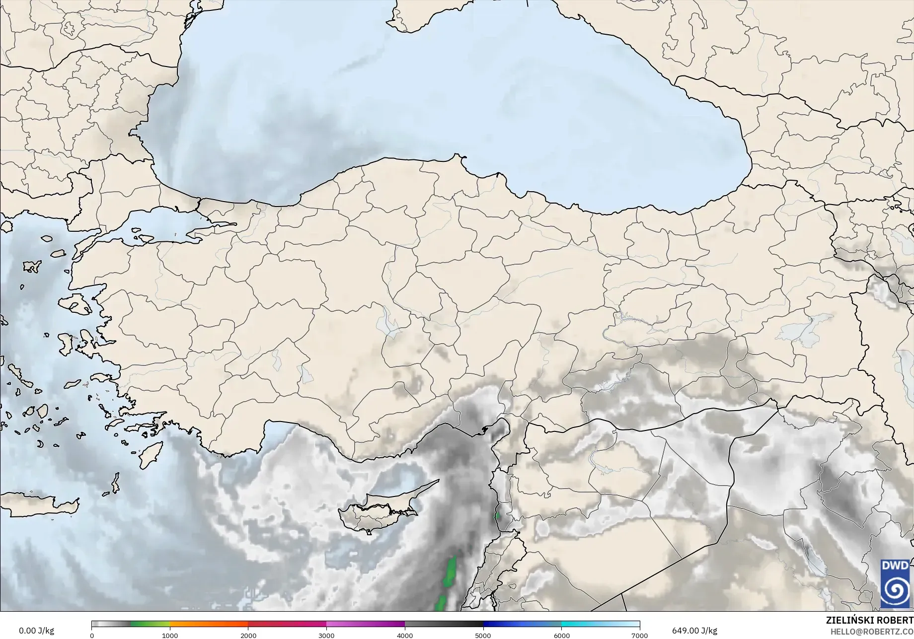 ICON model - Turkey, CAPE
