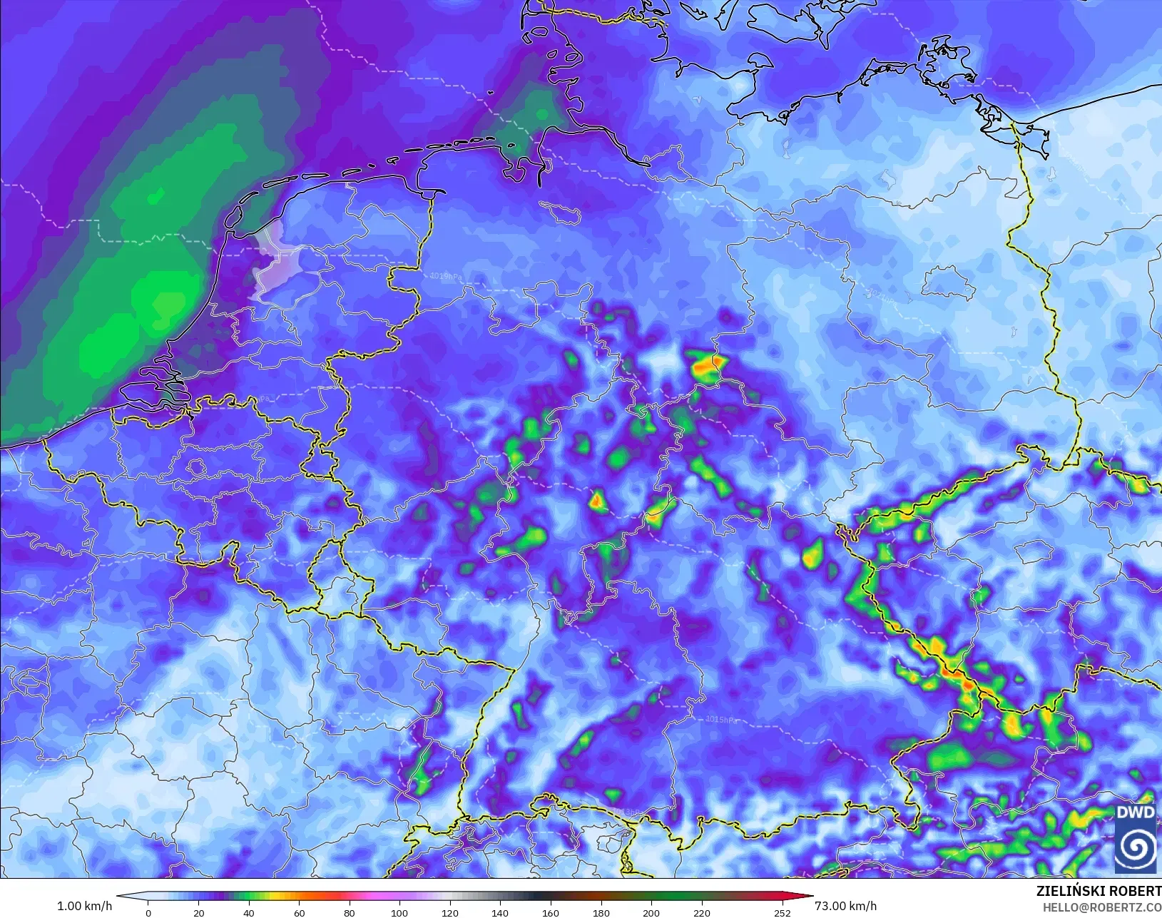 ICON model - Germany, Wind Gusts