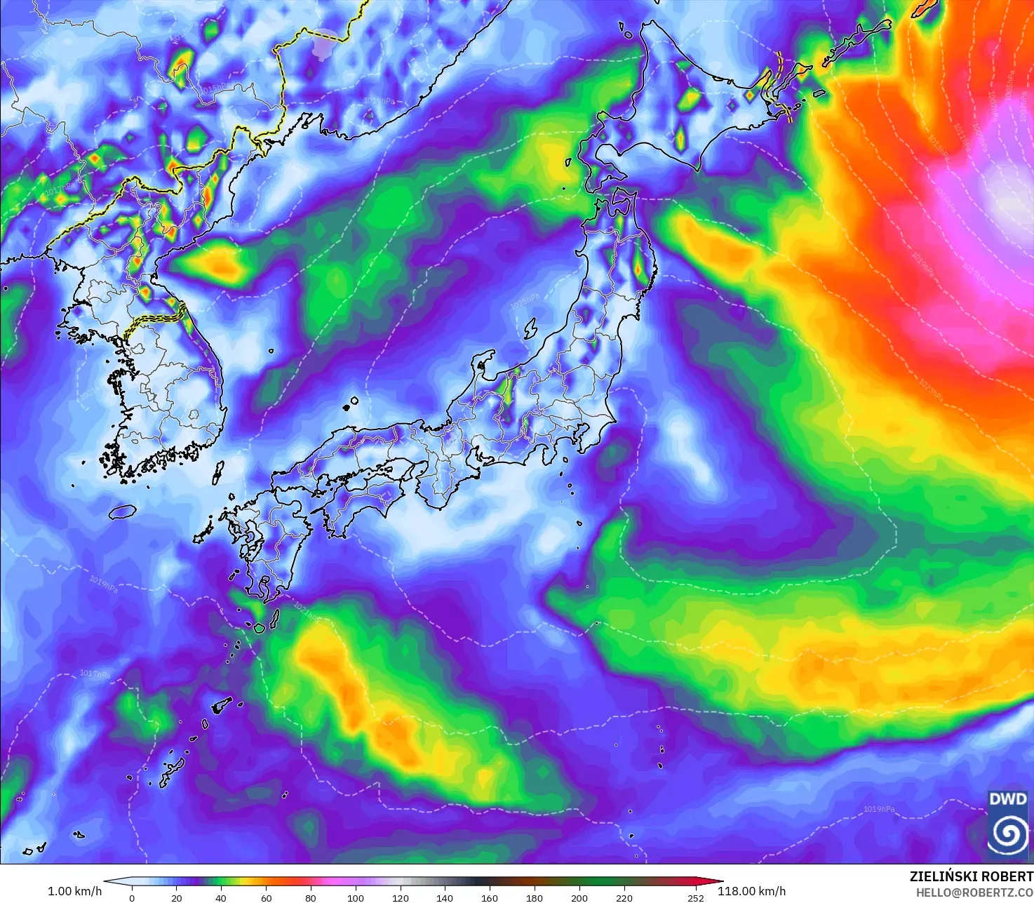 ICON model - Japan, Wind Gusts