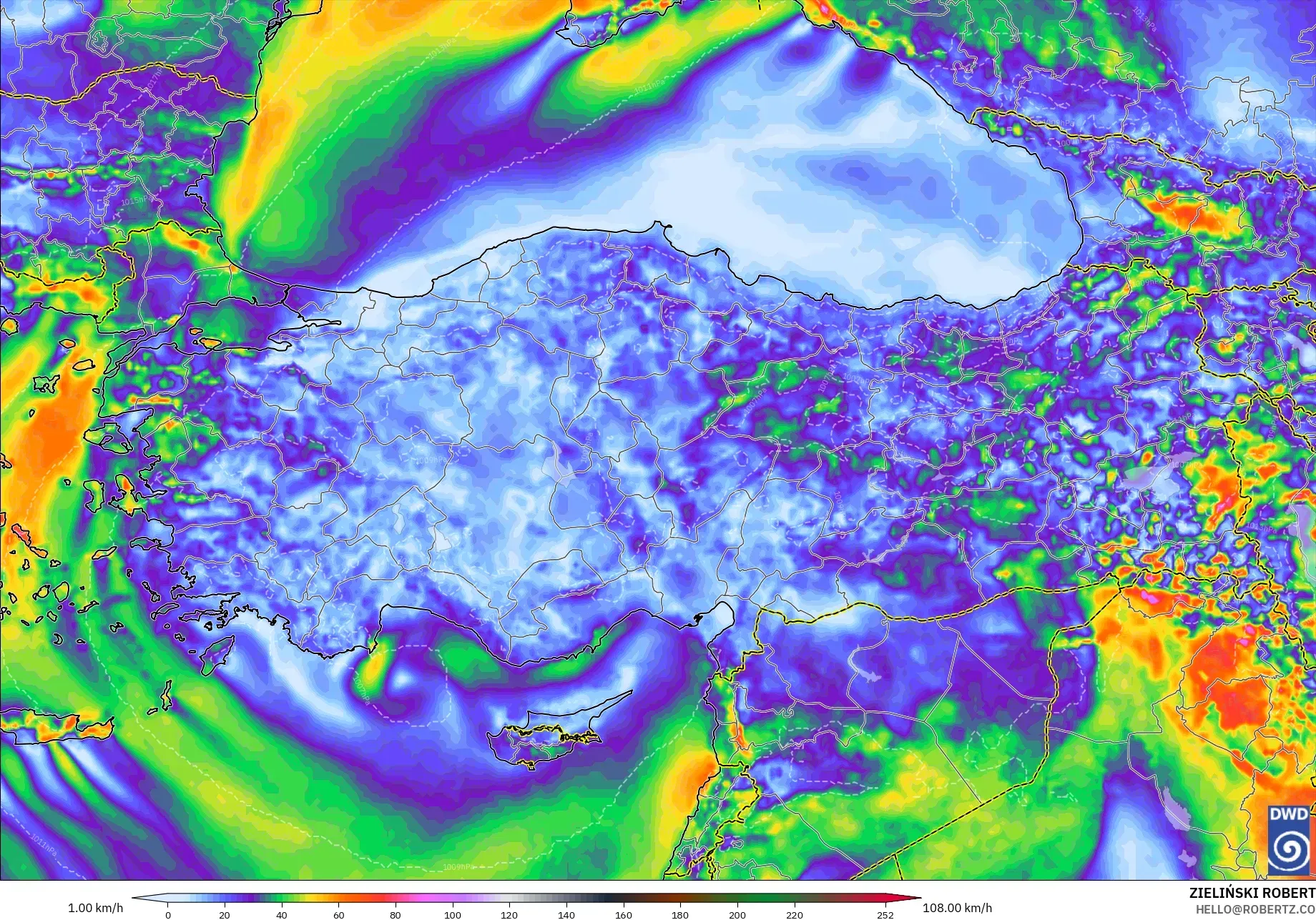 ICON model - Turkey, Wind Gusts