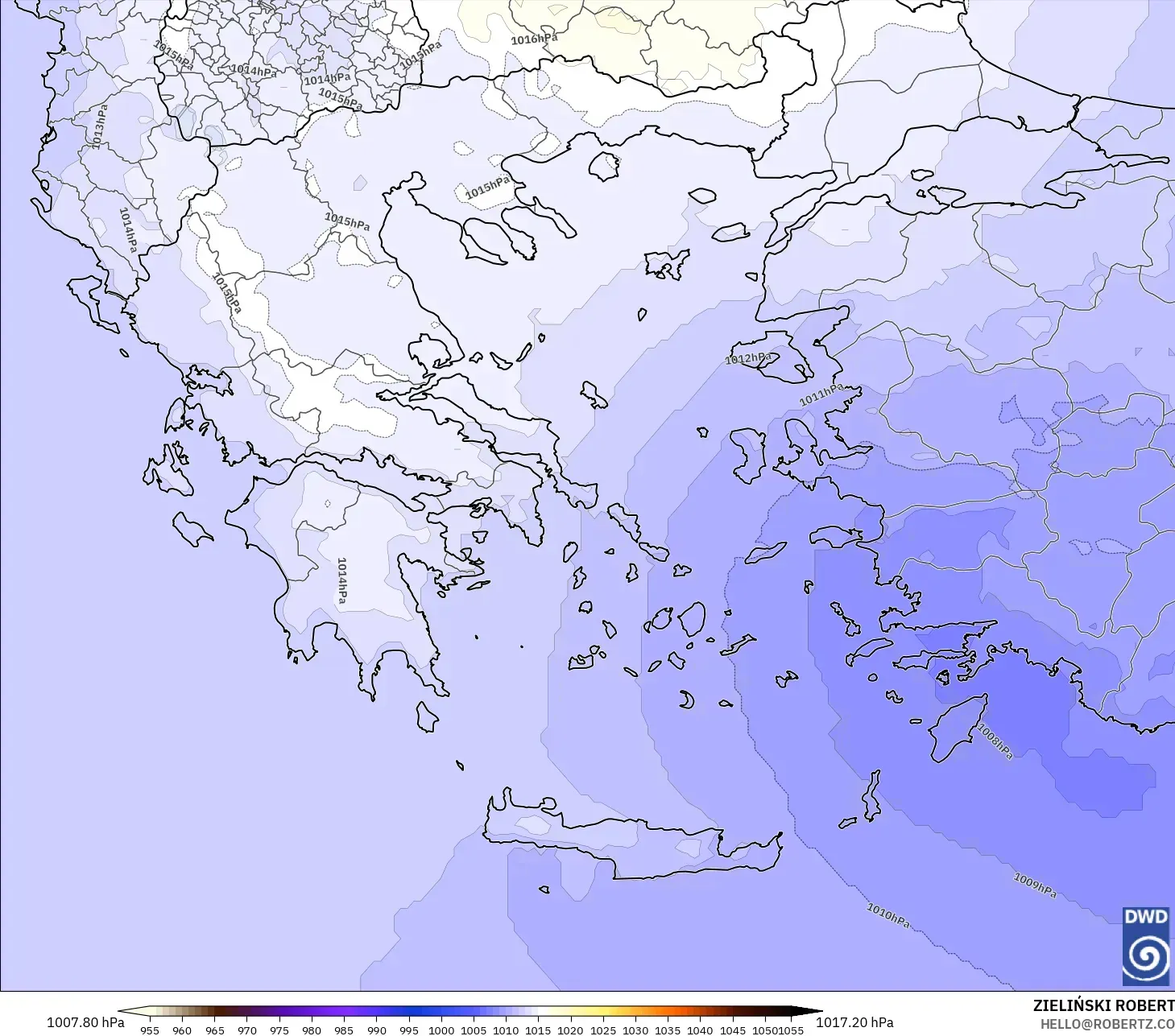ICON model - Greece, Pressure
