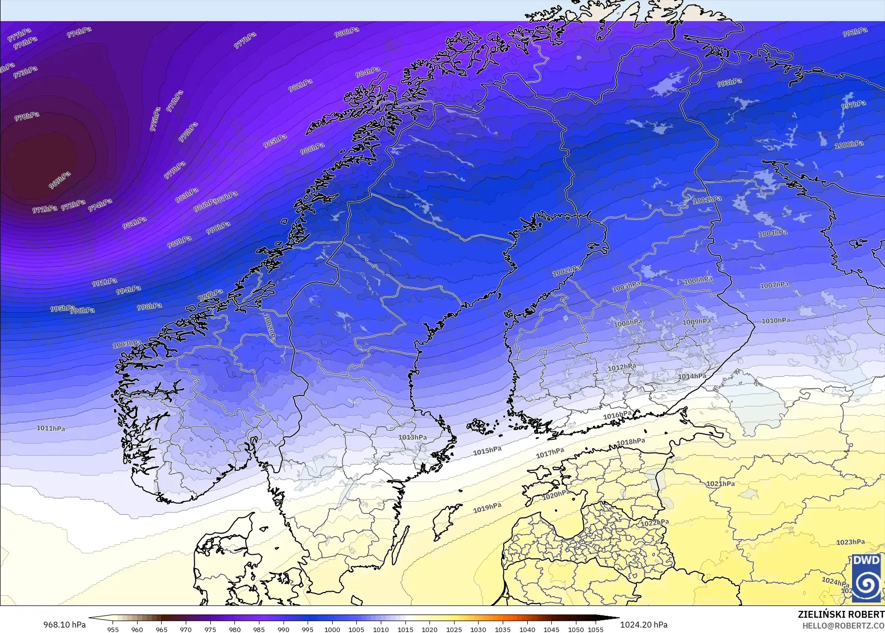 ICON model - Scandinavia, Pressure
