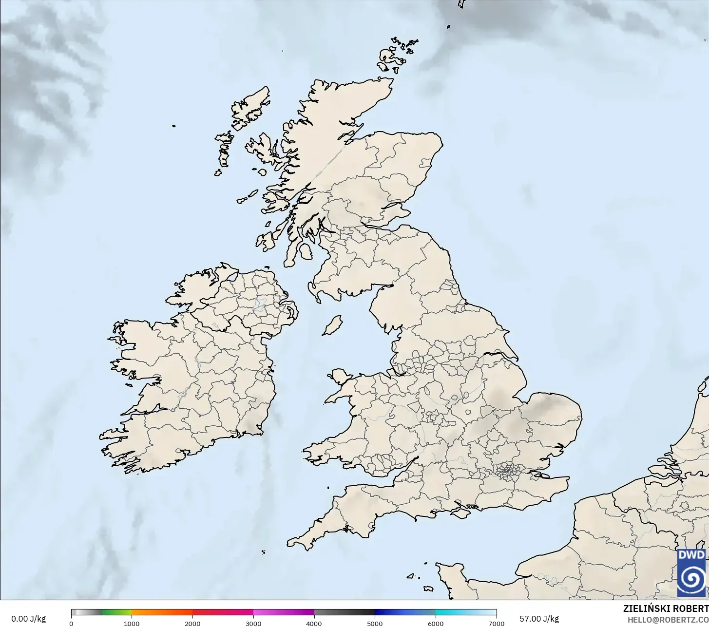 ICON model - United Kingdom, CAPE