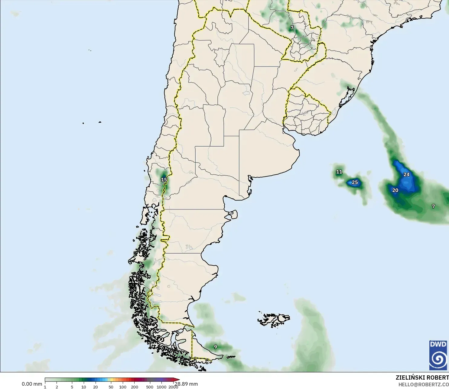 ICON model - Argentina, Precipitation Accumulation