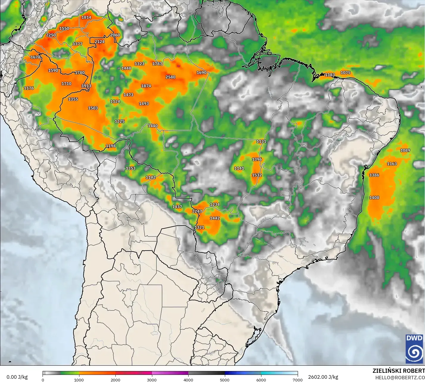 ICON model - Brazil, CAPE