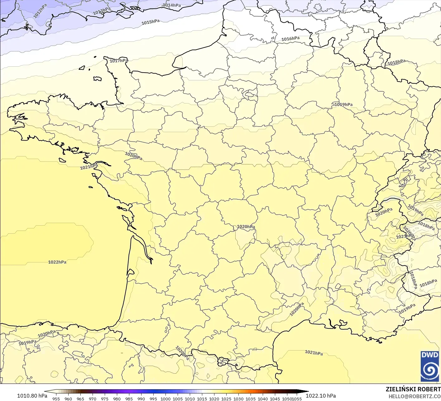 ICON model - France, Pressure