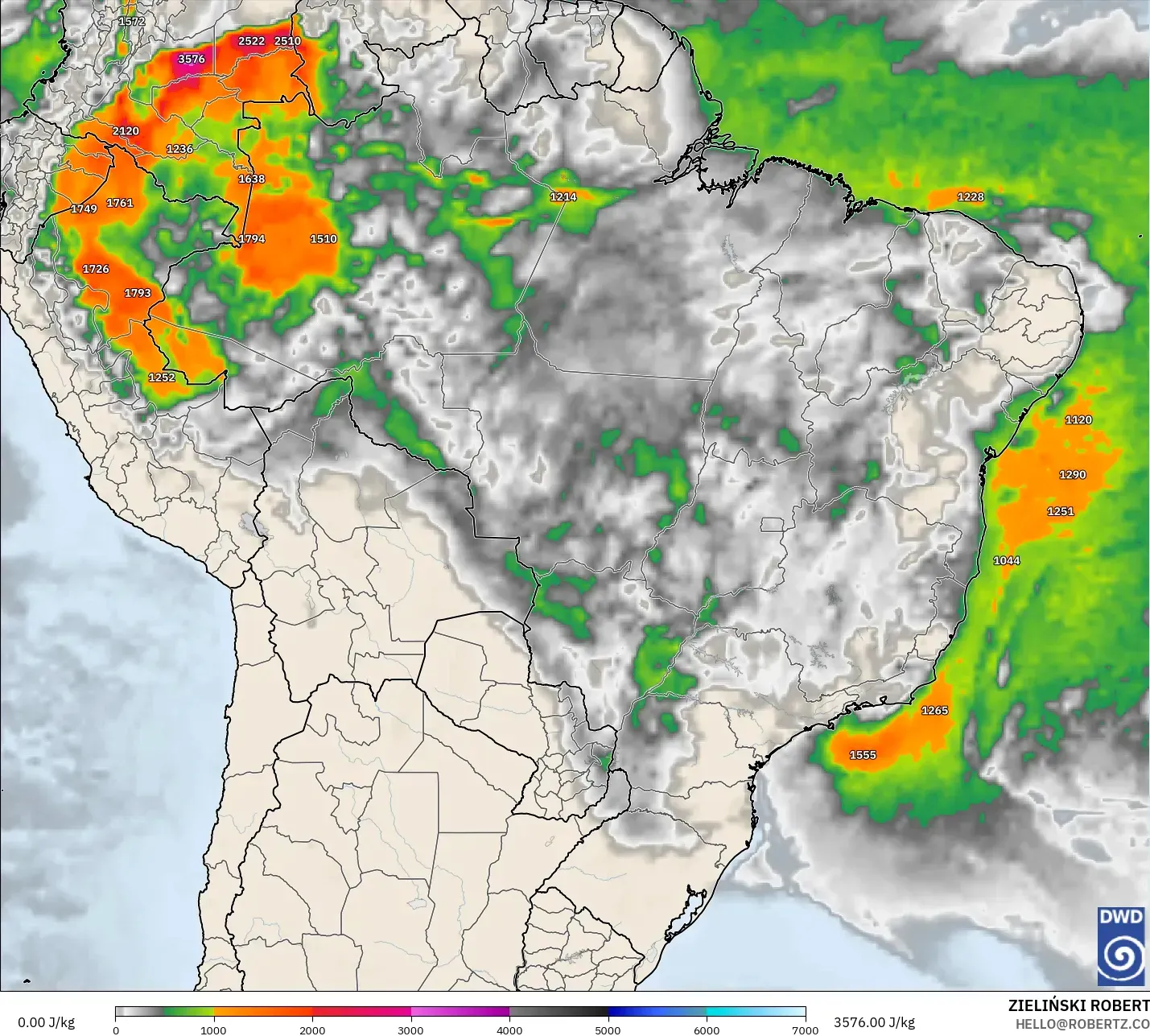 ICON model - Brazil, CAPE