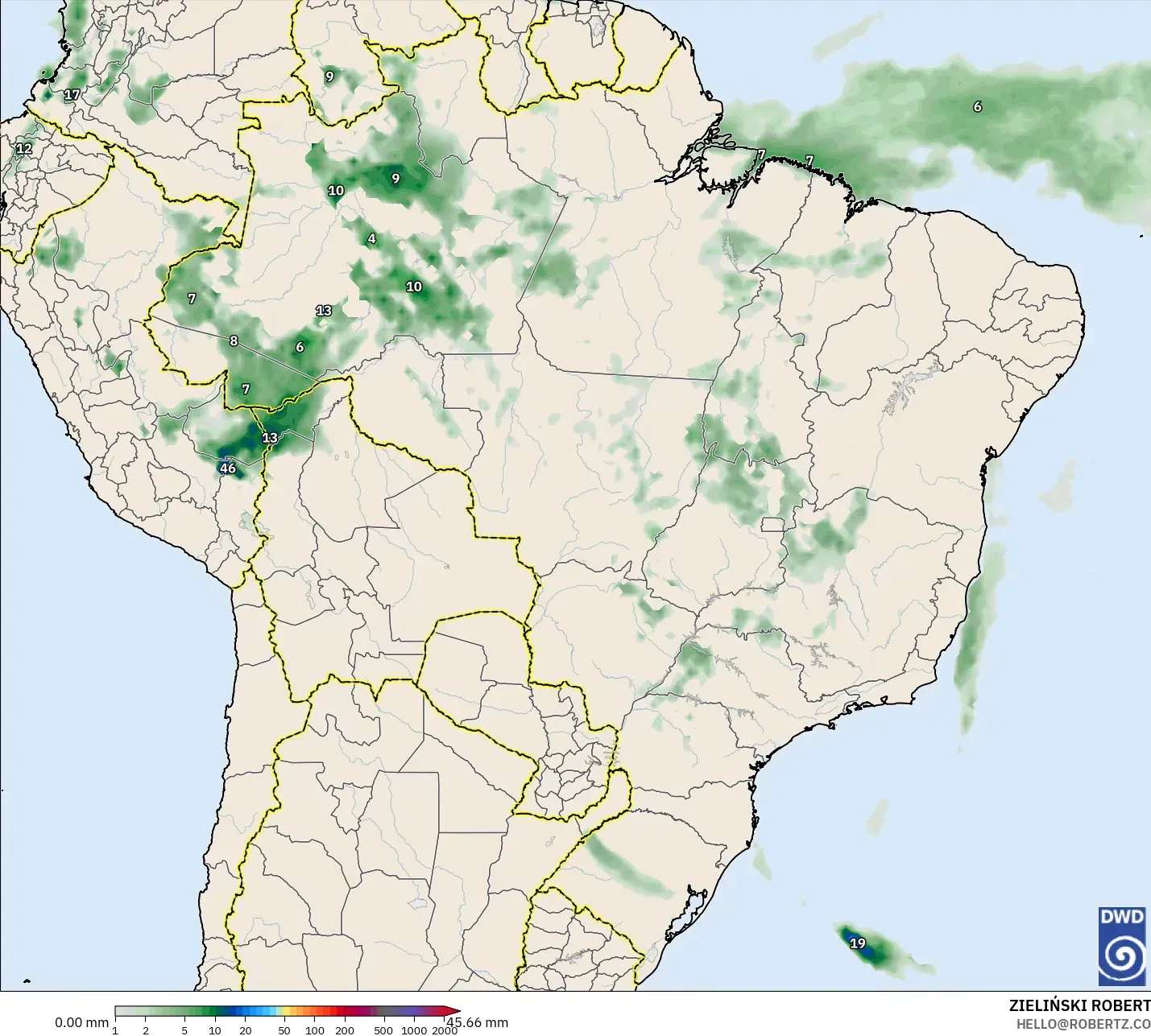 ICON model - Brazil, Precipitation Accumulation