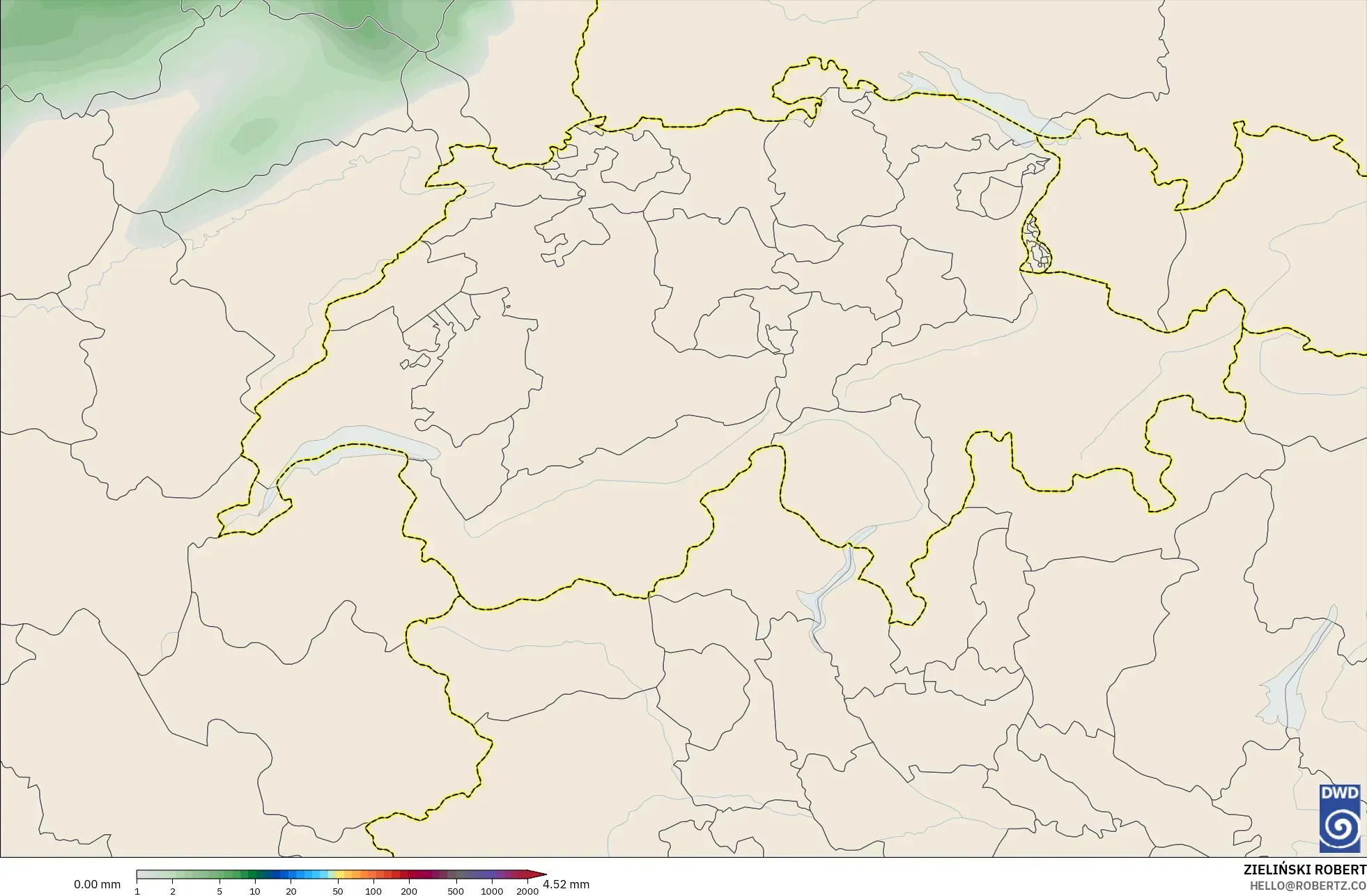ICON model - Switzerland, Precipitation Accumulation
