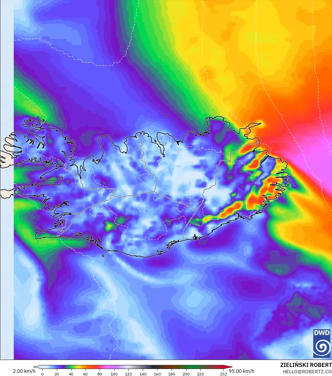 ICON model - Iceland, Wind Gusts