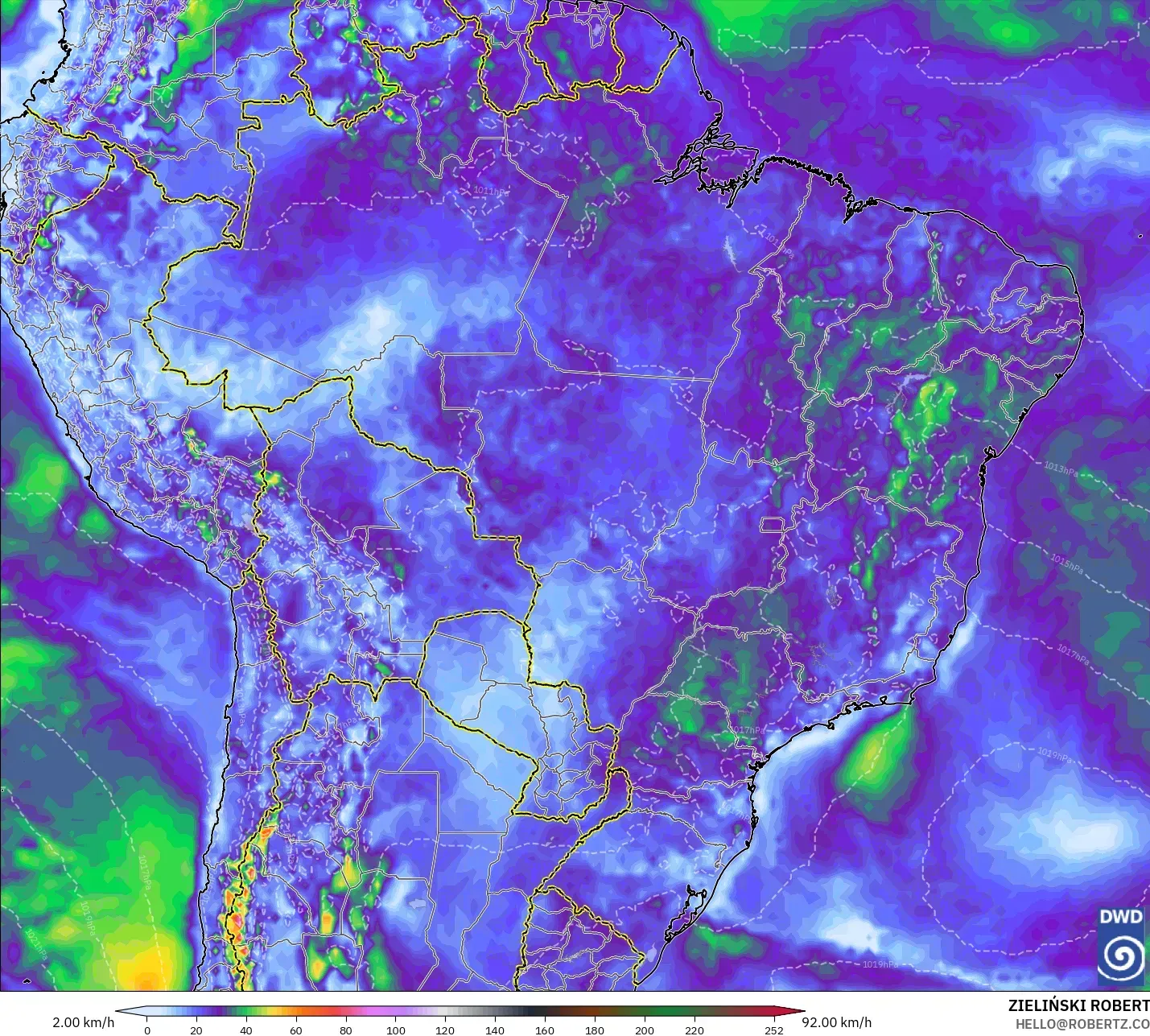 ICON model - Brazil, Wind Gusts
