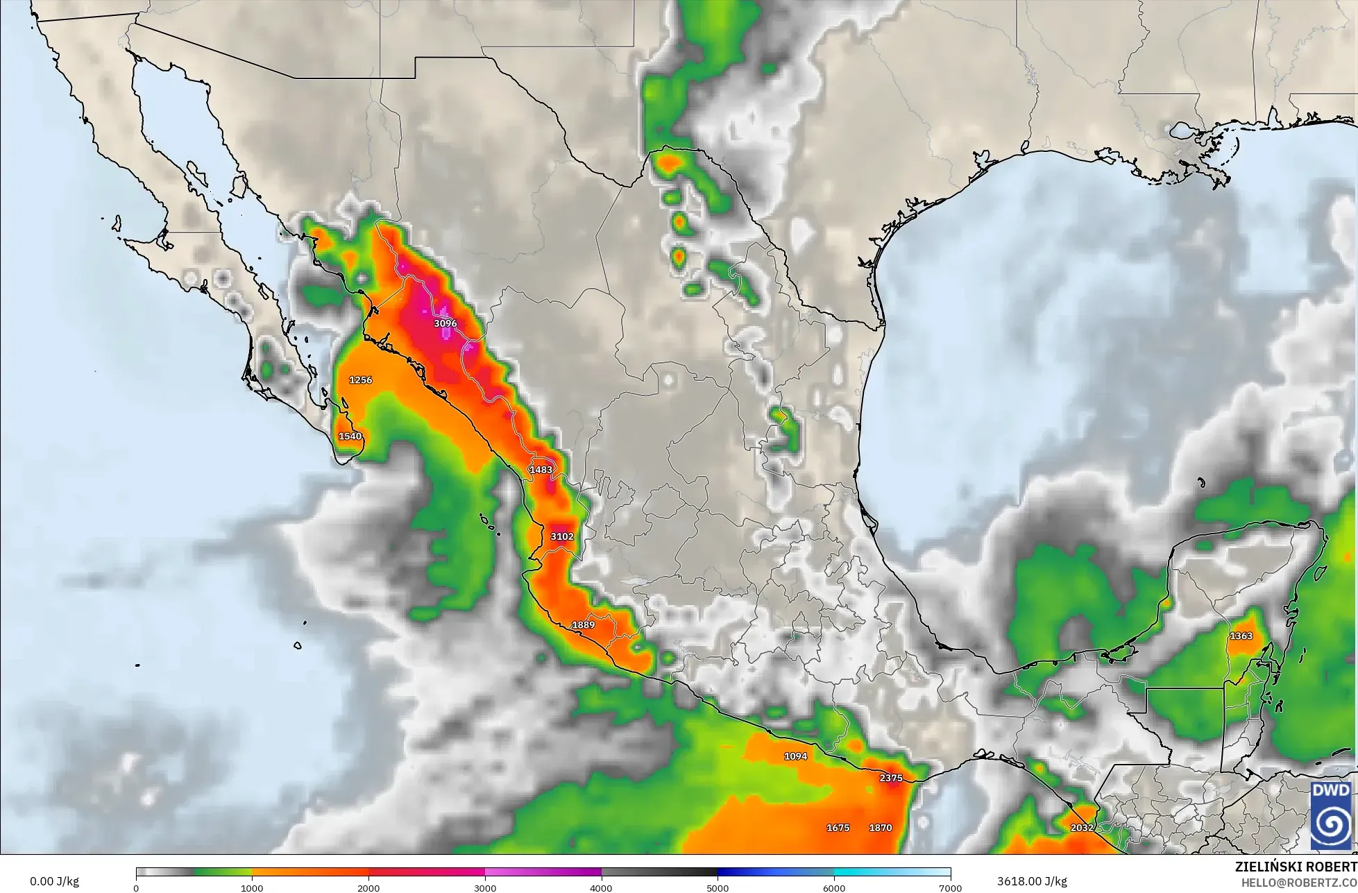 ICON model - Mexico, CAPE