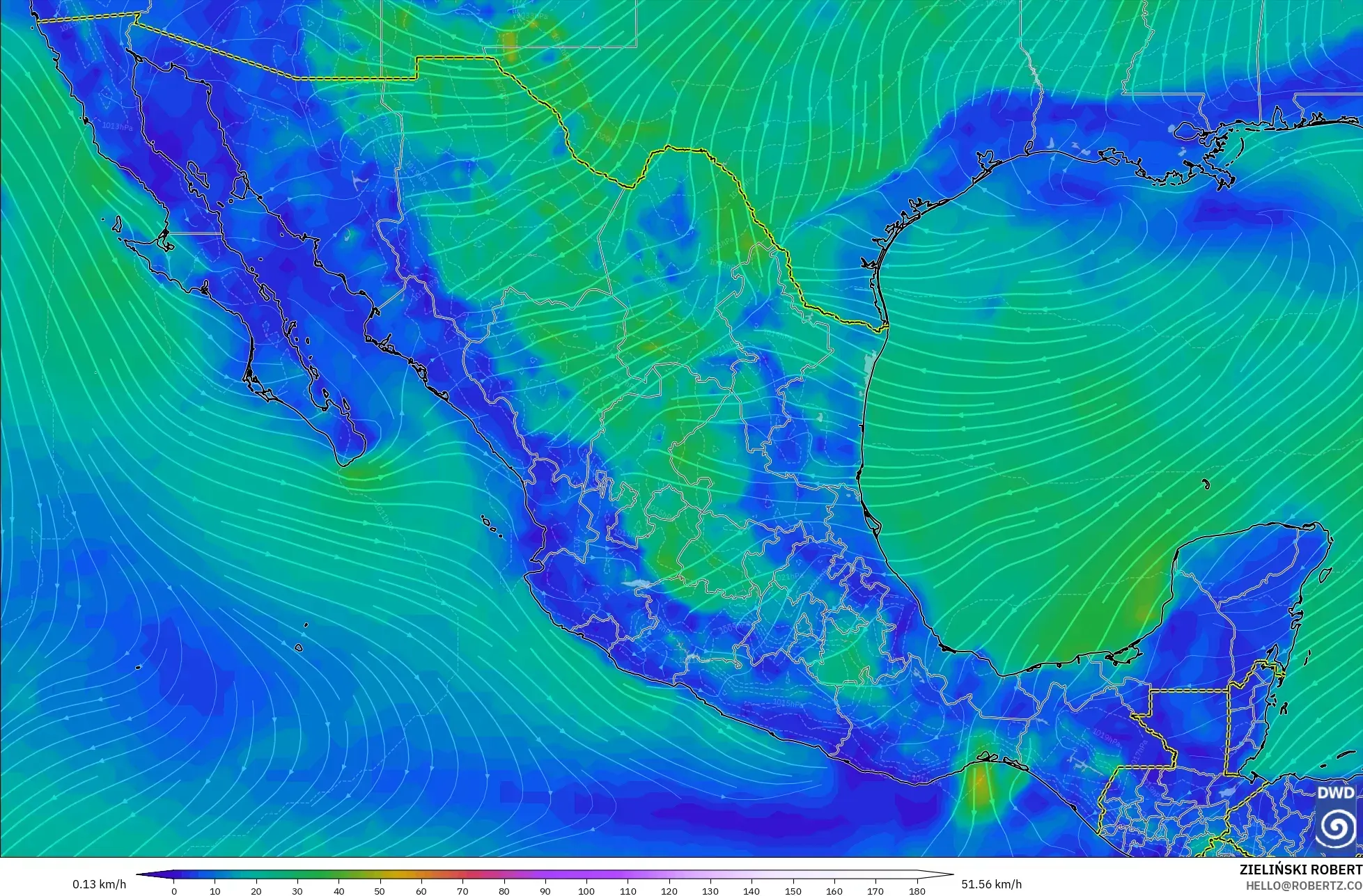 ICON model - Mexico, Wind at 10m