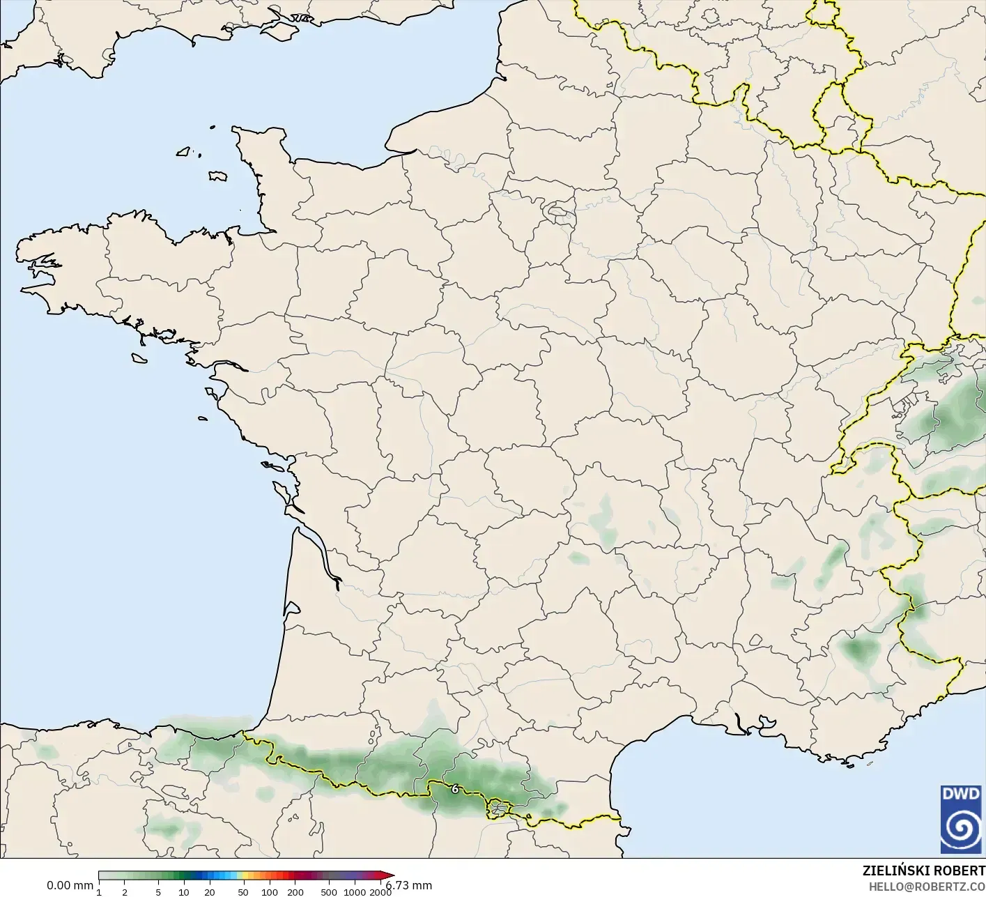 ICON model - France, Precipitation Accumulation