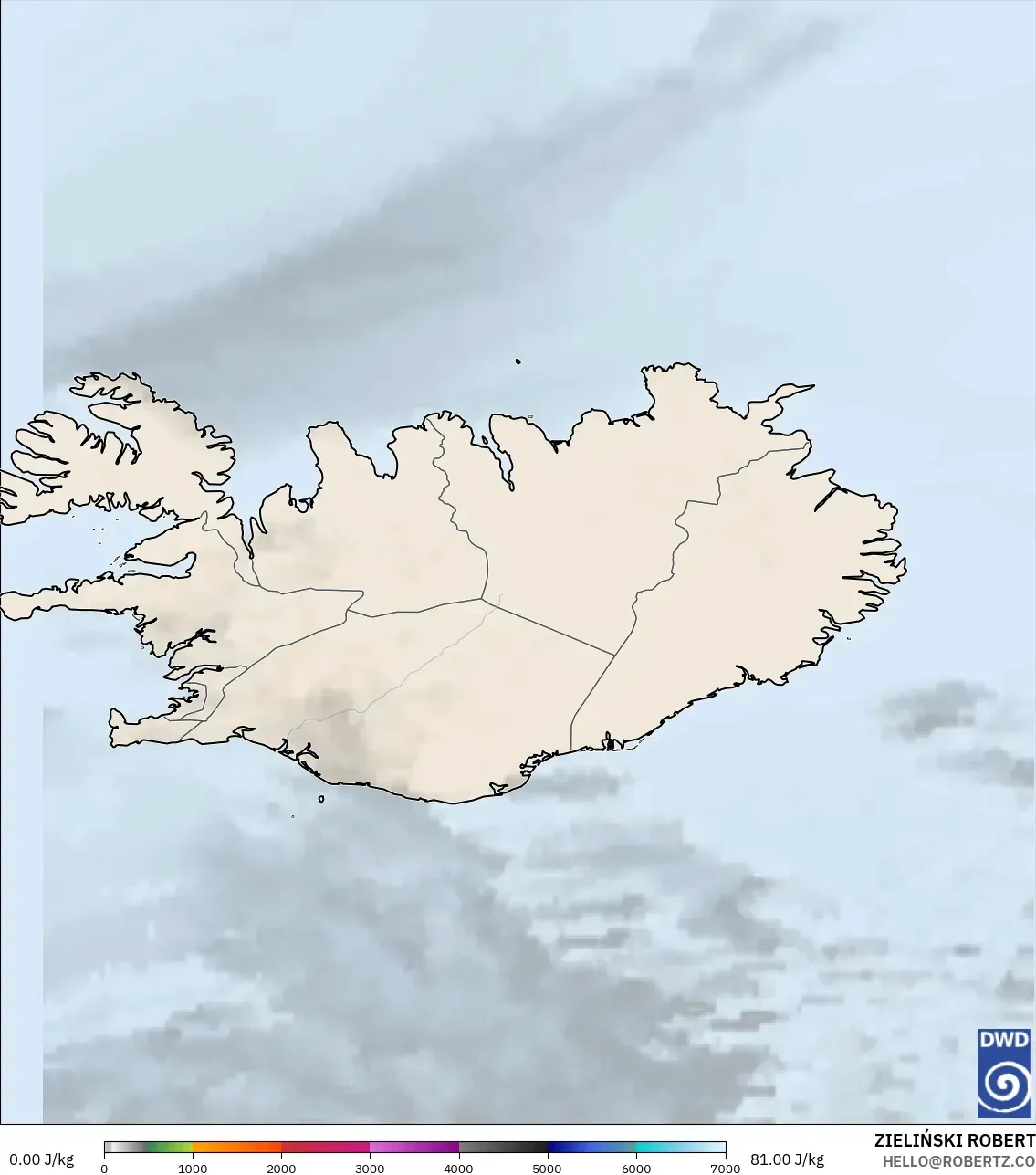 ICON model - Iceland, CAPE