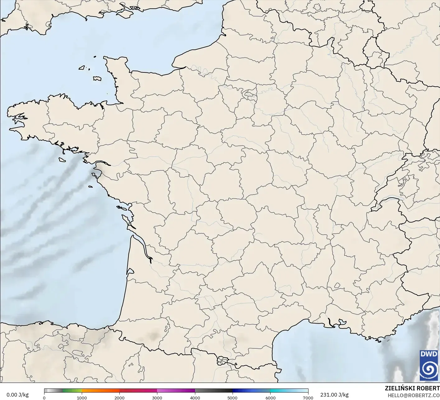 ICON model - France, CAPE