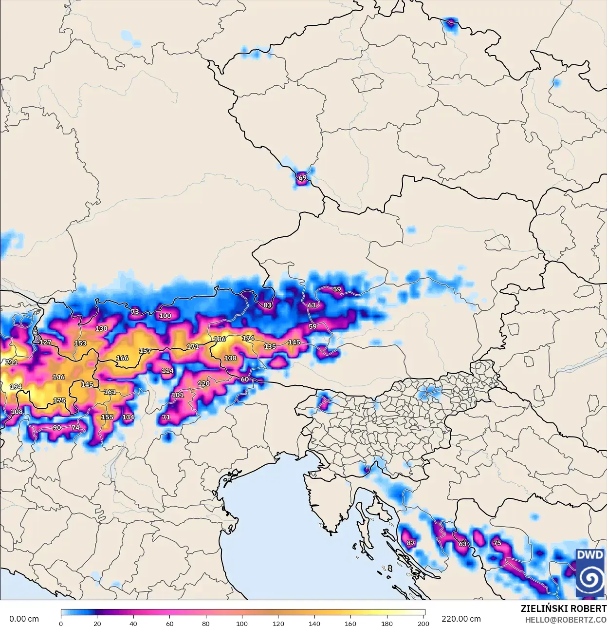 ICON model - Austria, Snow Depth