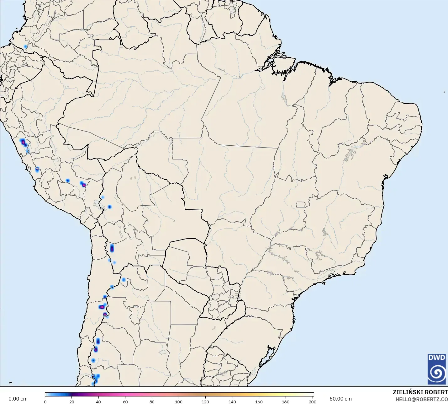 ICON model - Brazil, Snow Depth