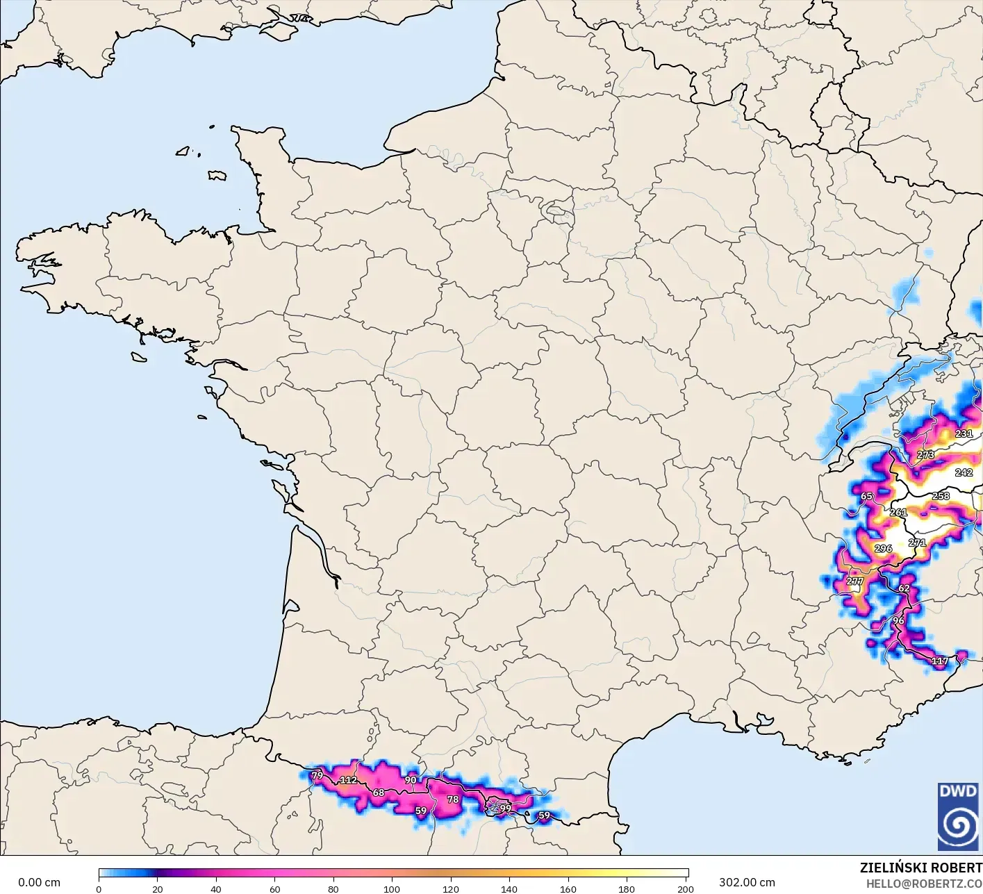 ICON model - France, Snow Depth