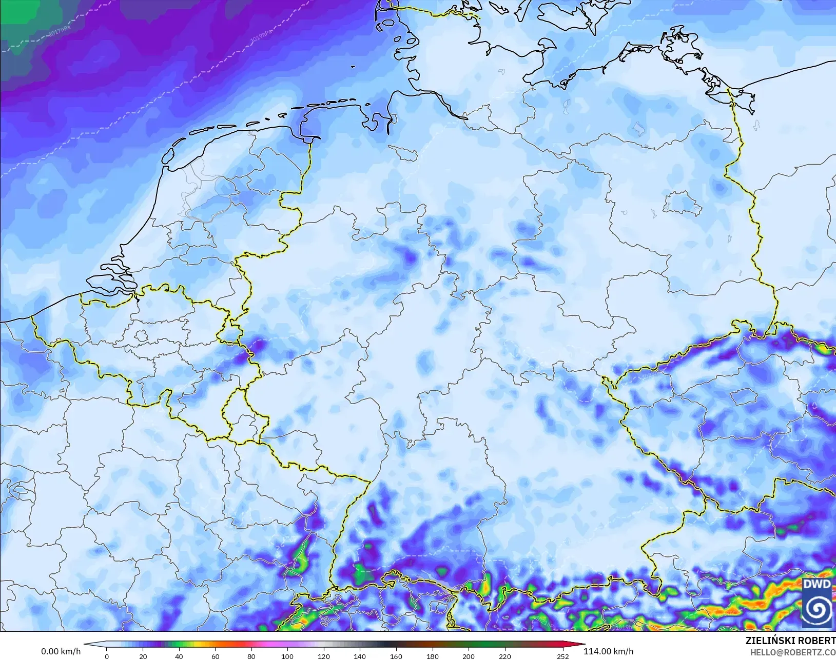 ICON model - Germany, Wind Gusts Peak