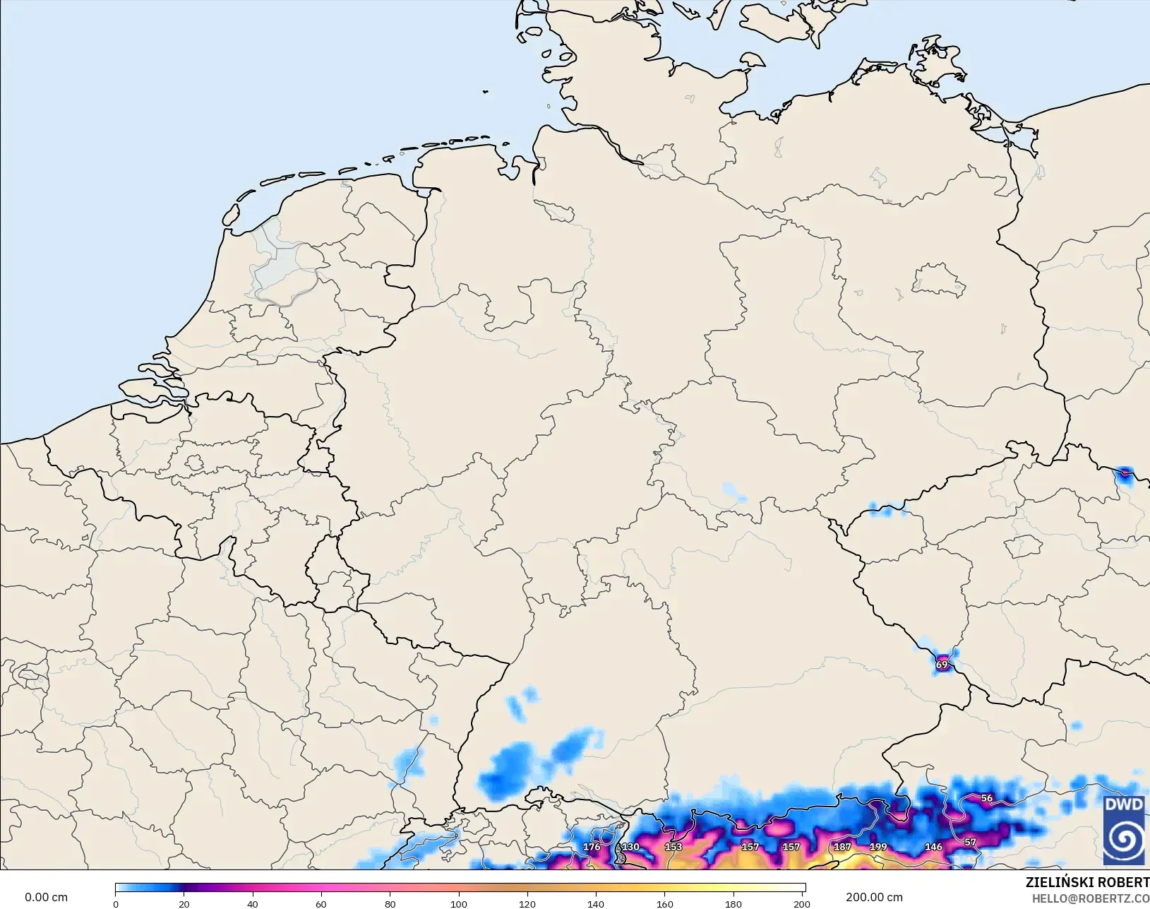 ICON model - Germany, Snow Depth