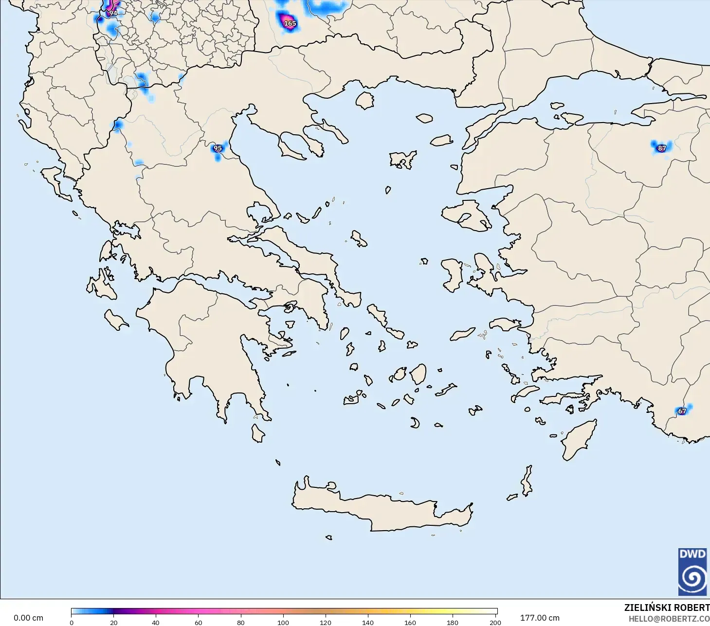 ICON model - Greece, Snow Depth