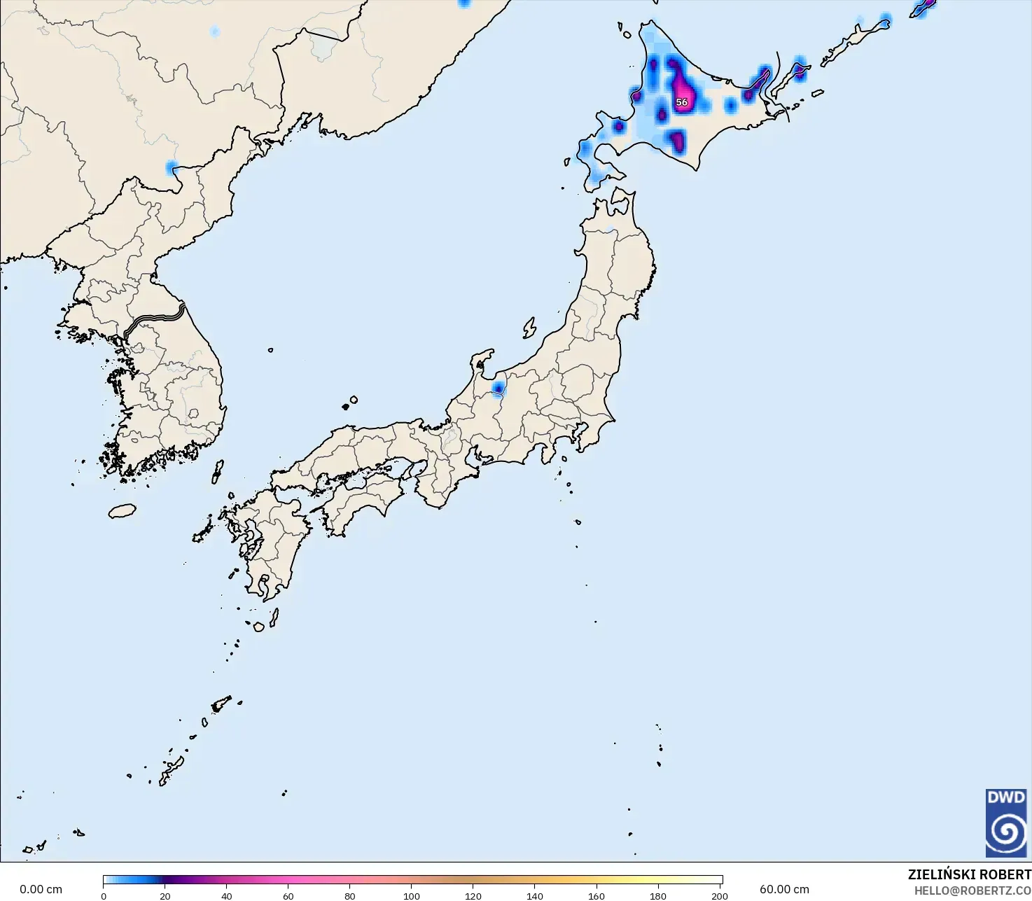 ICON model - Japan, Snow Depth
