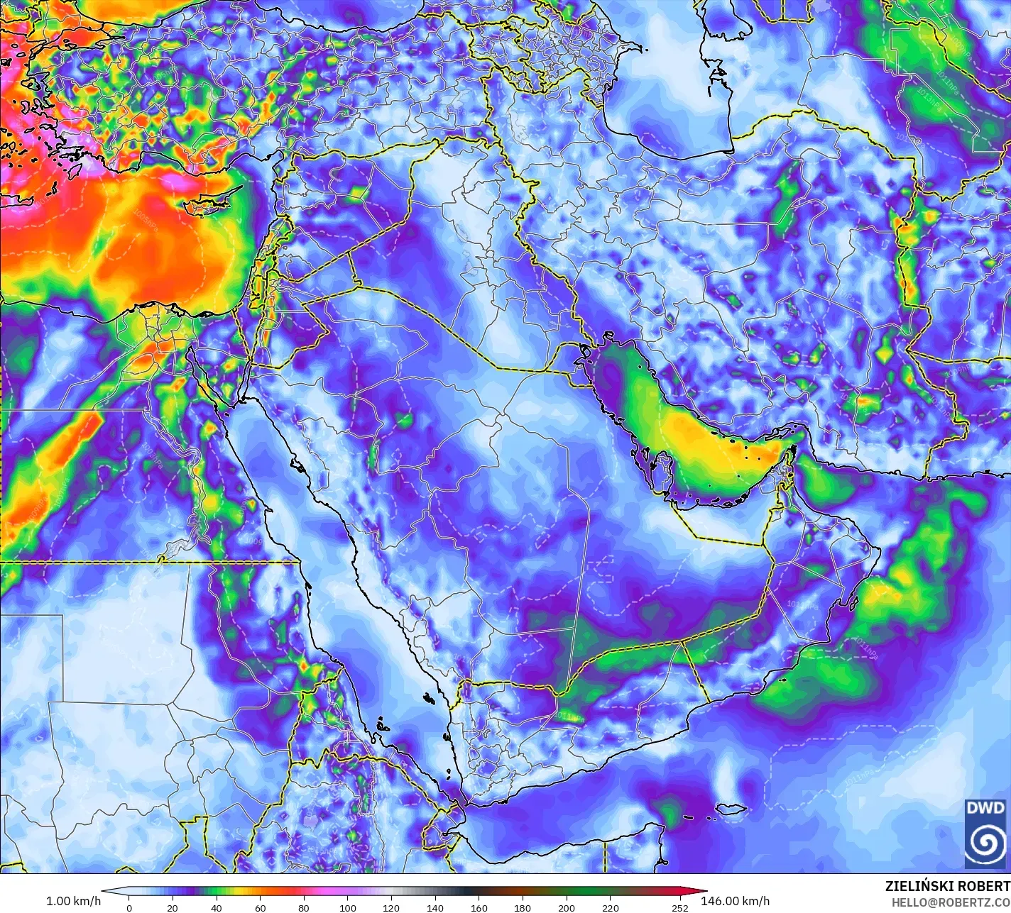 ICON model - Middle East, Wind Gusts Peak