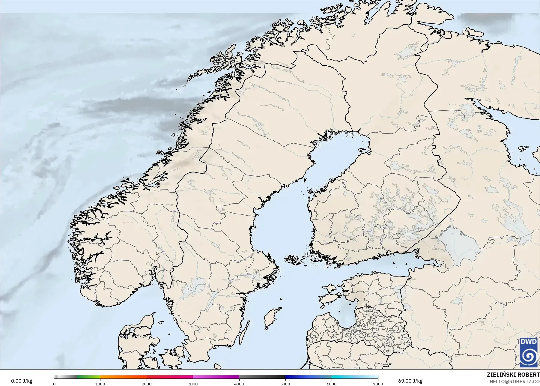 ICON model - Scandinavia, CAPE