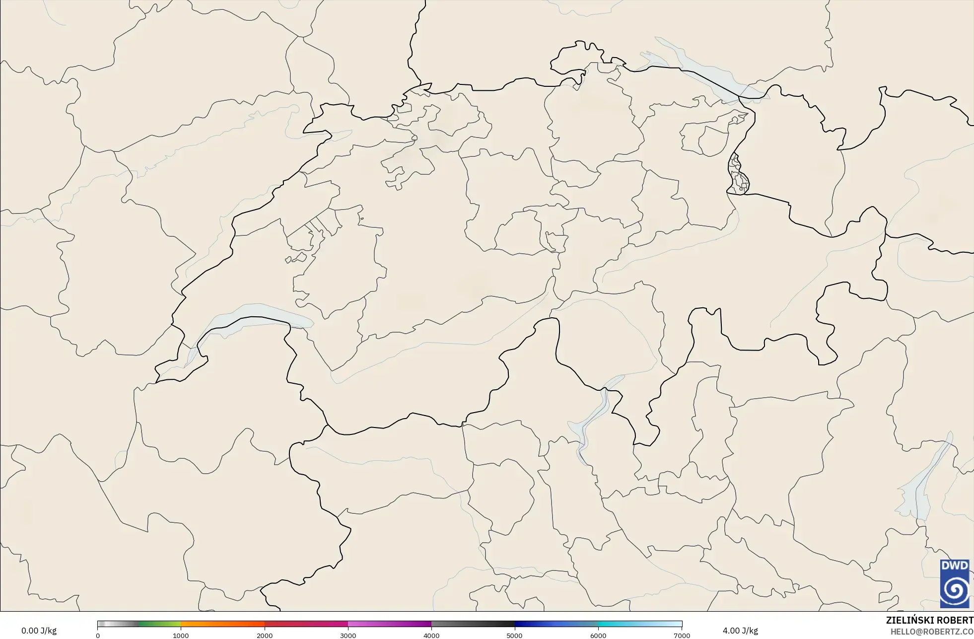 ICON model - Switzerland, CAPE
