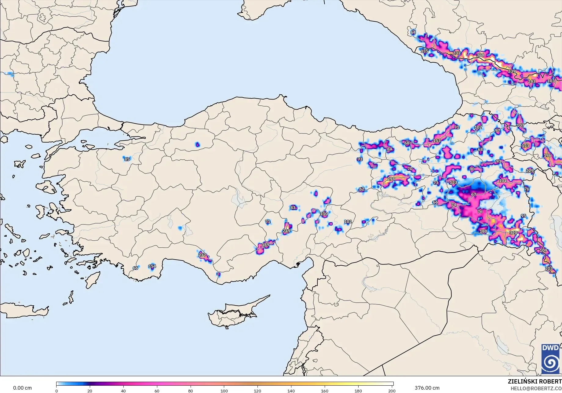 ICON model - Turkey, Snow Depth