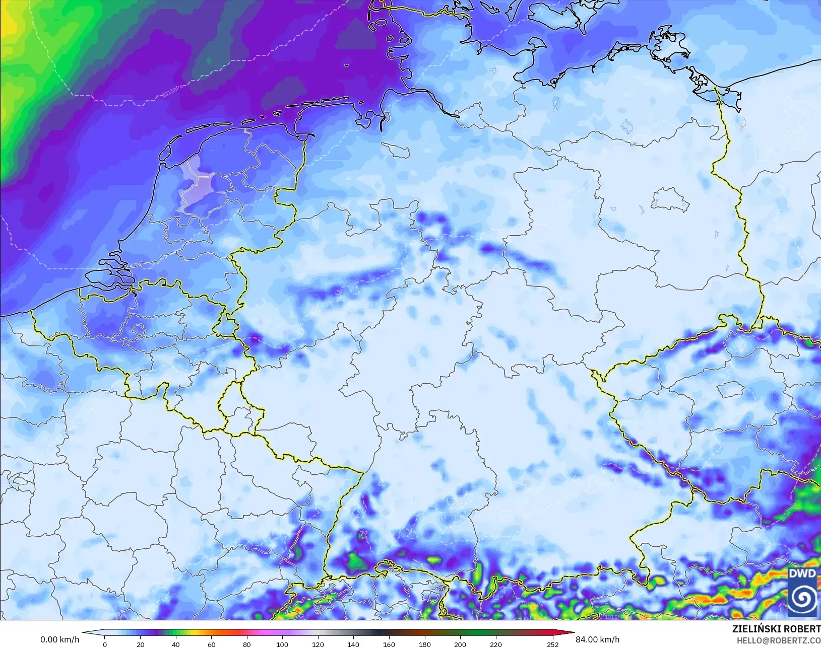 ICON model - Germany, Wind Gusts Peak