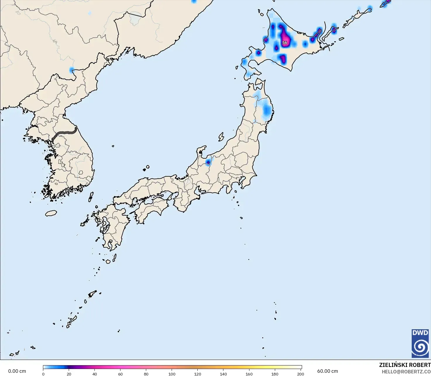 ICON model - Japan, Snow Depth