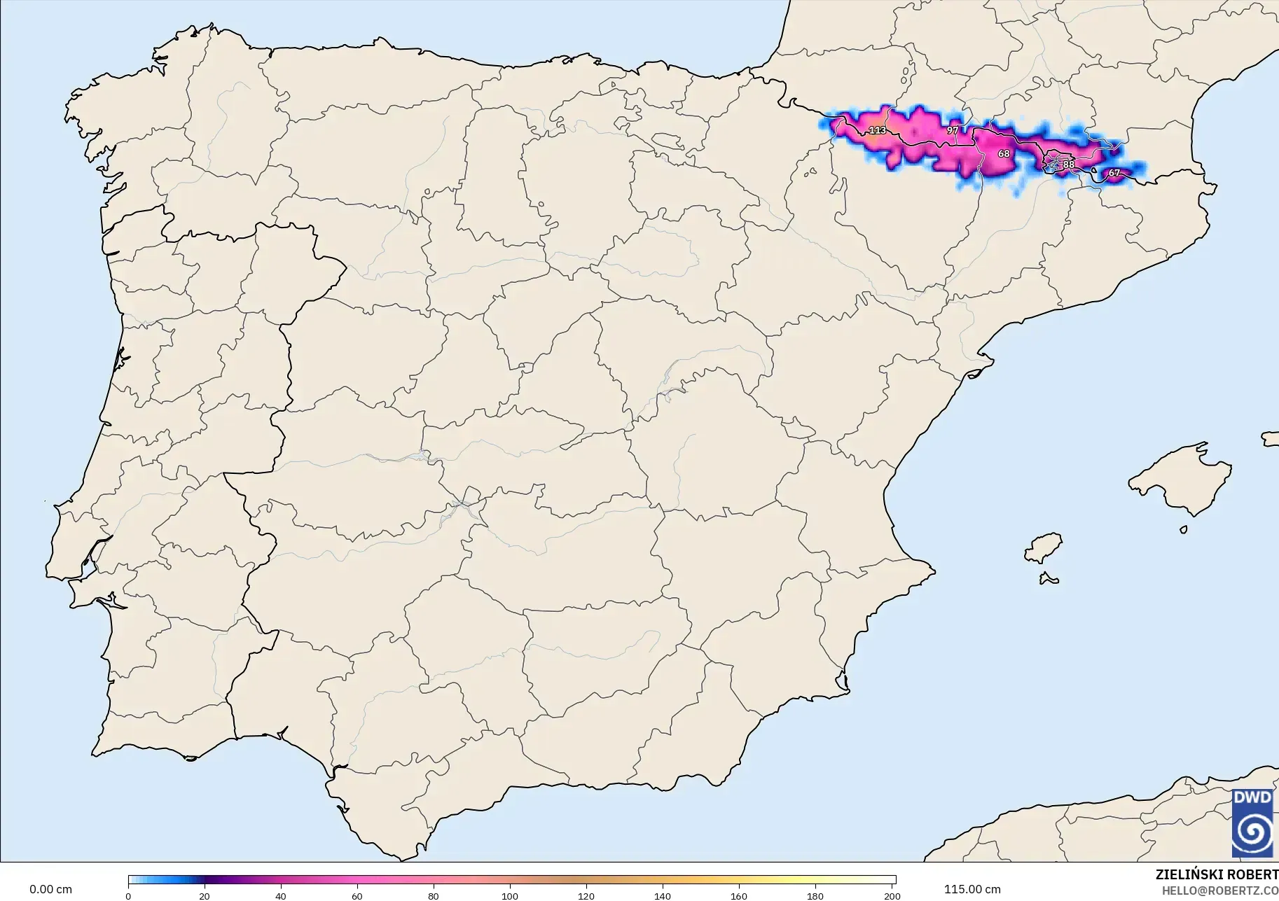 ICON model - Spain, Snow Depth