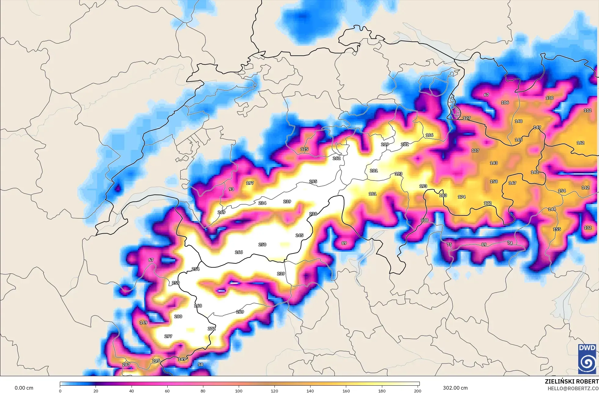 ICON model - Switzerland, Snow Depth