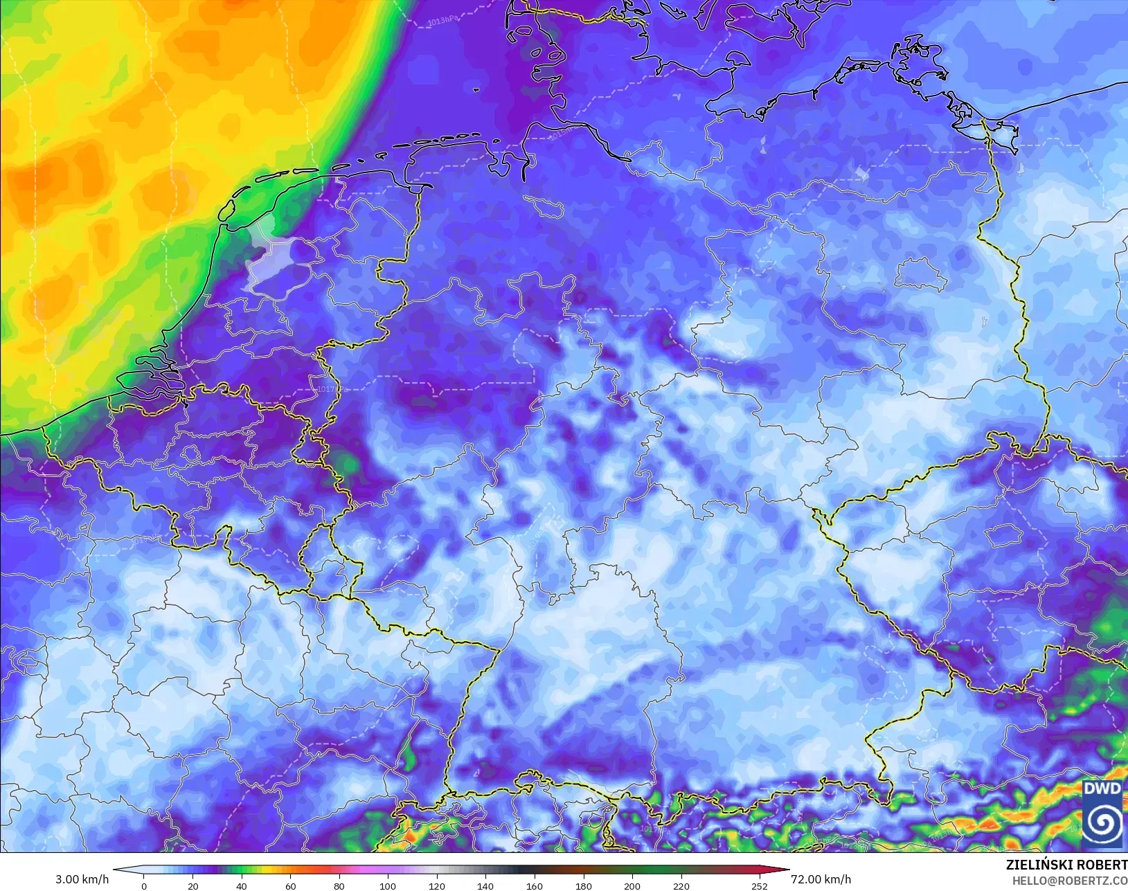 ICON model - Germany, Wind Gusts Peak